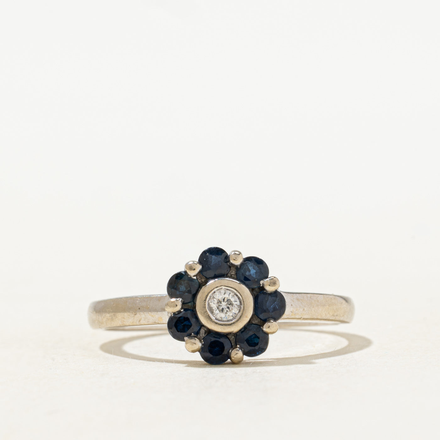 Sapphire & Diamond Daisy Ring | SZ 7.25