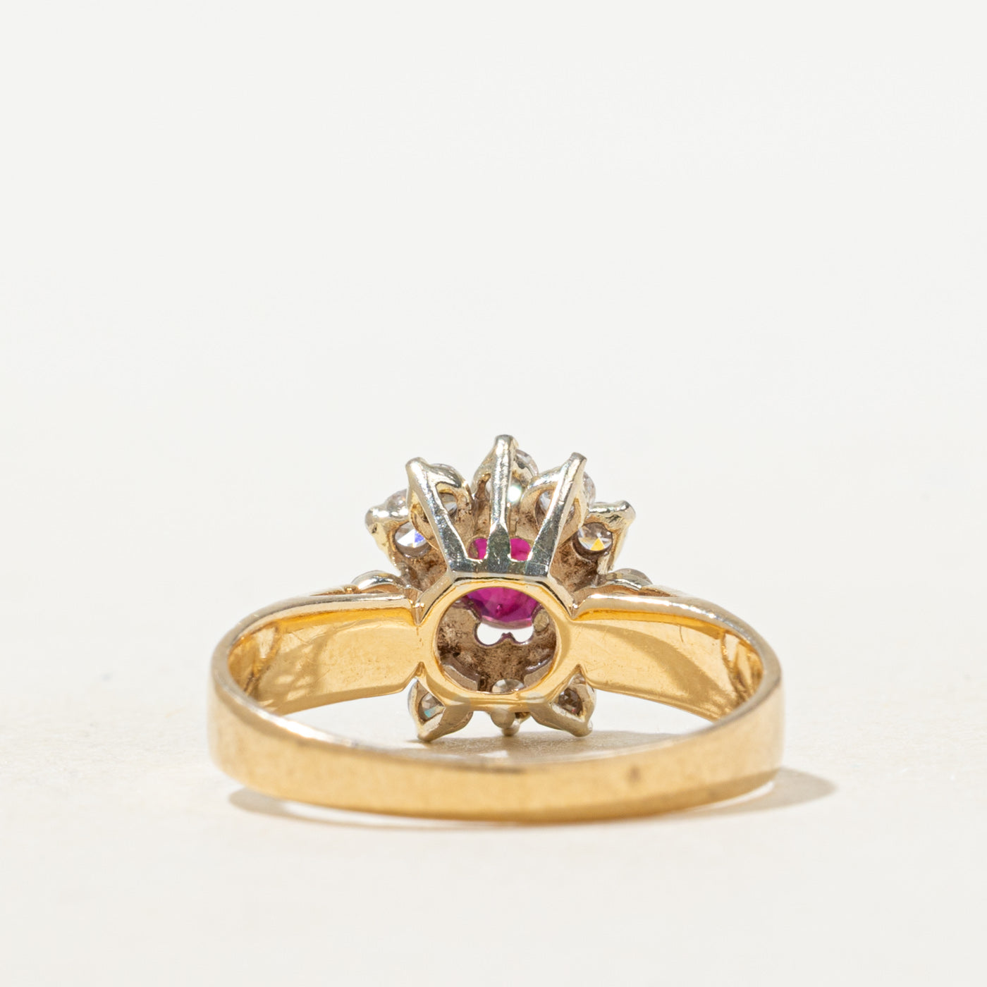 Ruby & Diamond Petal Halo Ring | 0.36ct, 0.24ctw | SZ 5.5