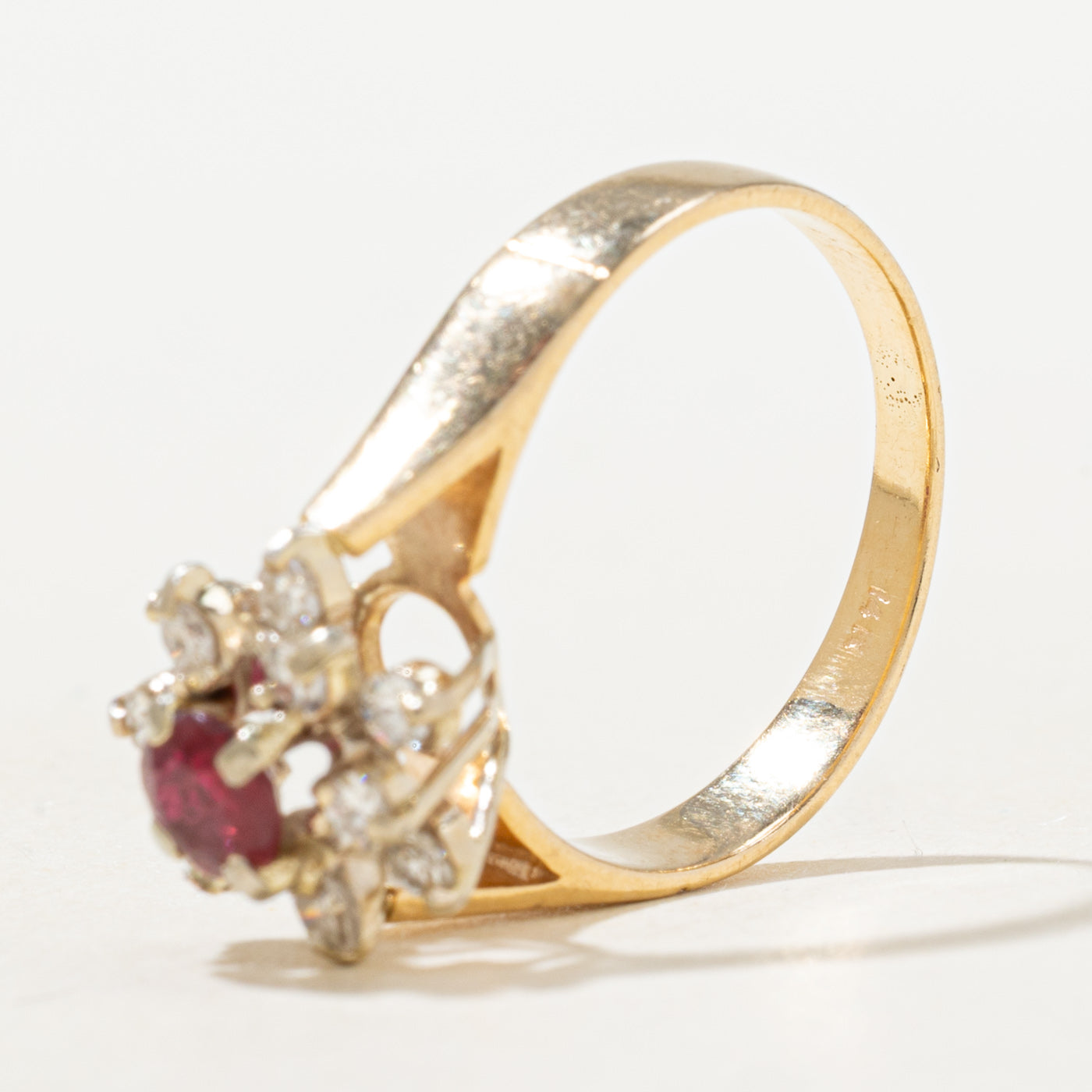 Ruby & Diamond Petal Halo Ring | 0.36ct, 0.24ctw | SZ 5.5