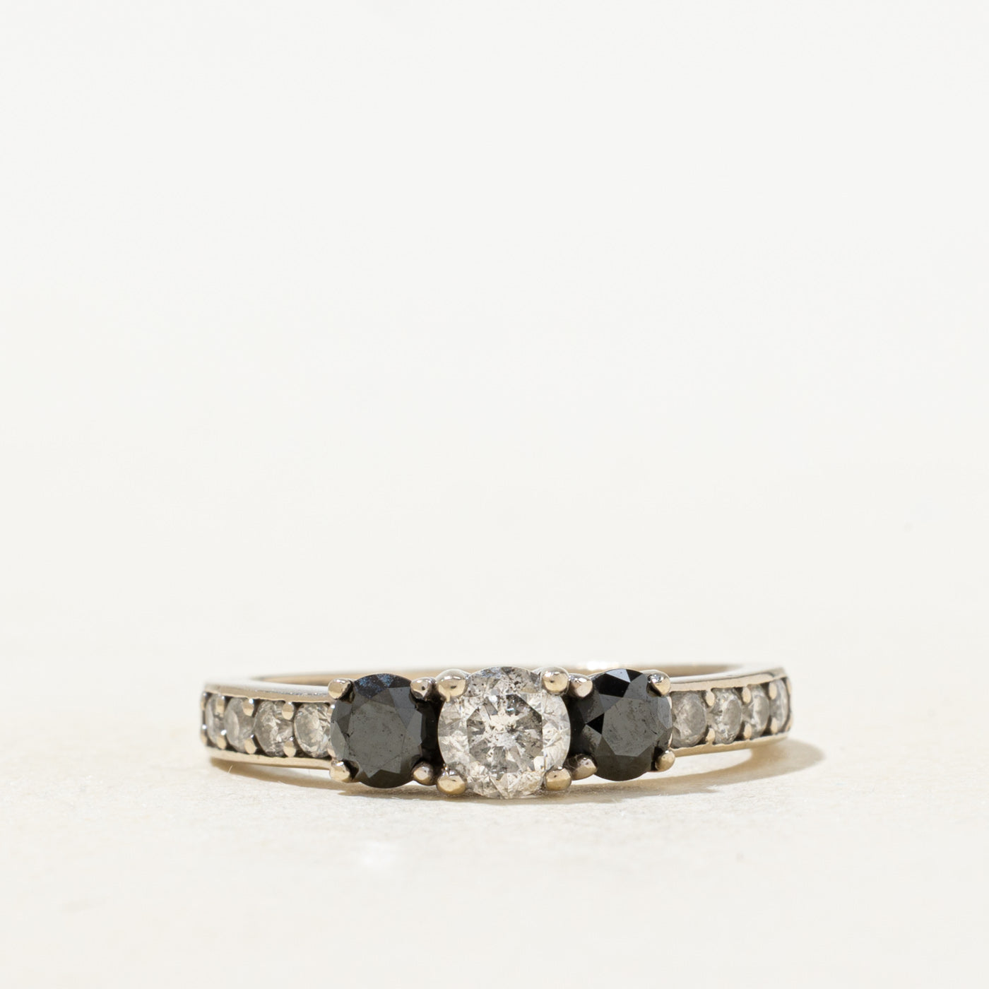 Three Stone Black & White Diamond Accented Ring | 0.76ctw | SZ 5.75