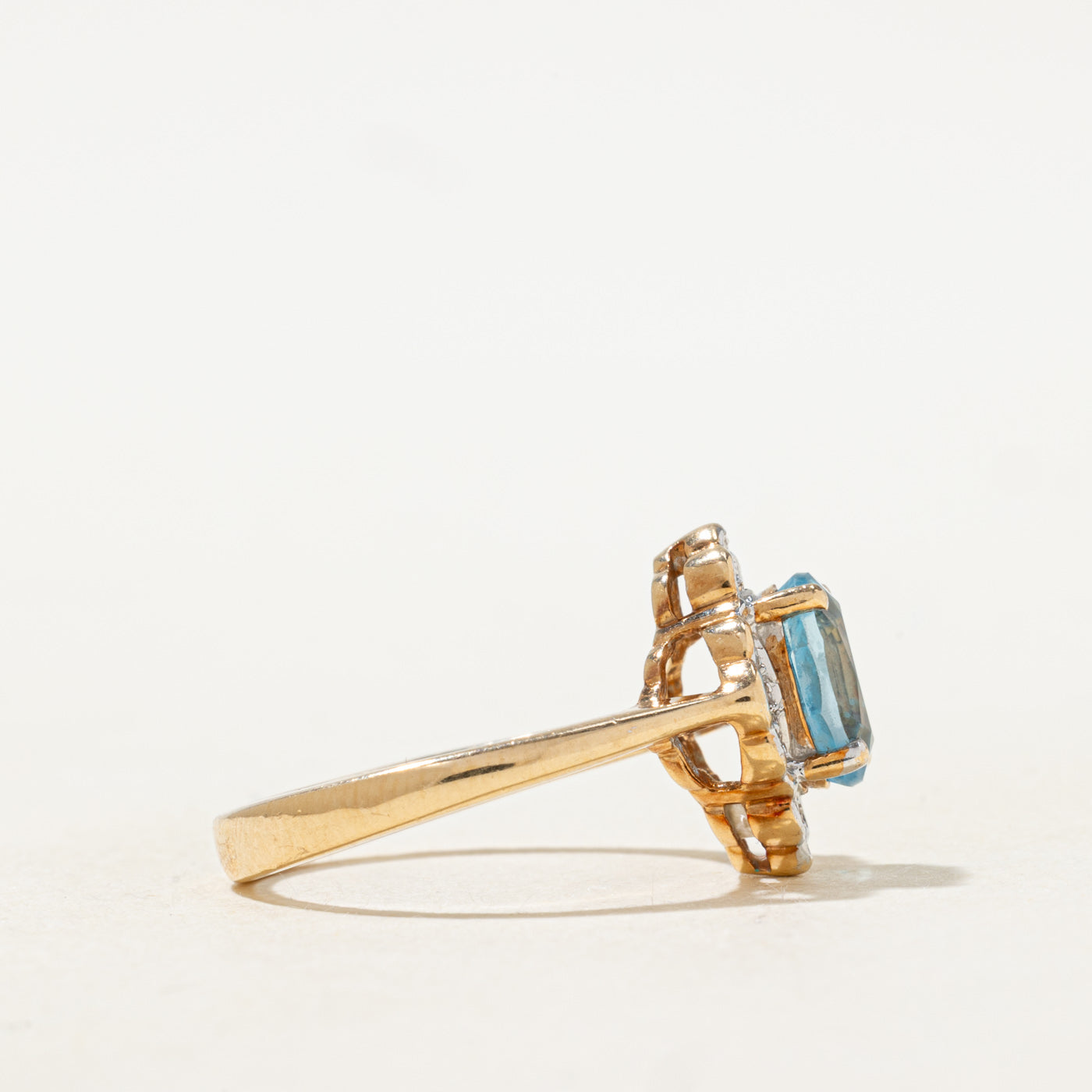 Blue Topaz & Diamond Petal Halo Ring | 1.24ct, 0.05ctw | SZ 6.25