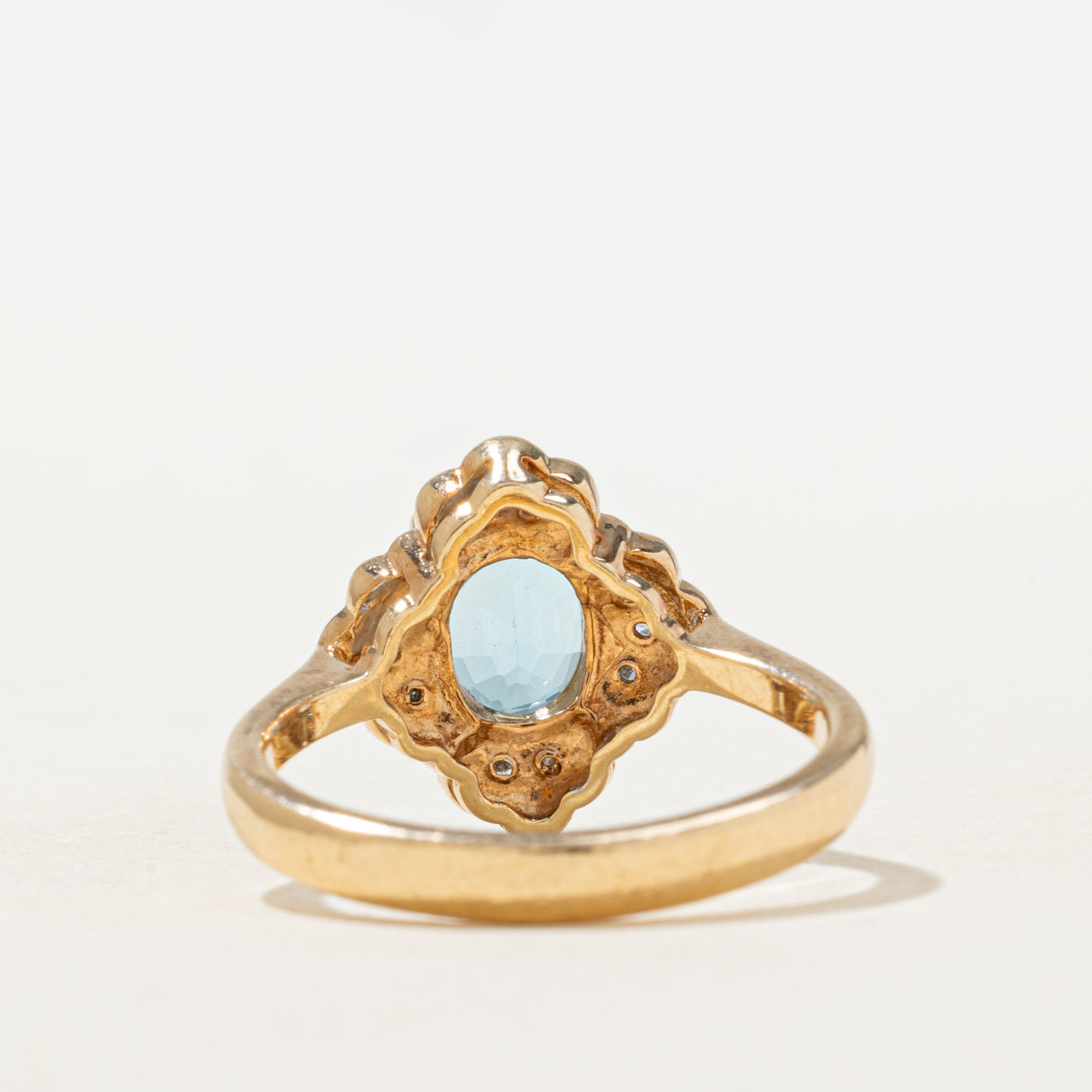 Blue Topaz & Diamond Petal Halo Ring | 1.24ct, 0.05ctw | SZ 6.25