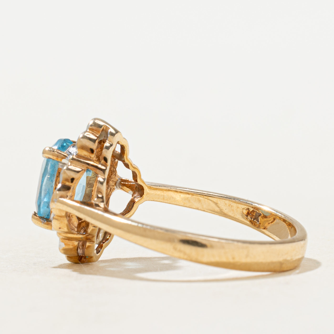 Blue Topaz & Diamond Petal Halo Ring | 1.24ct, 0.05ctw | SZ 6.25