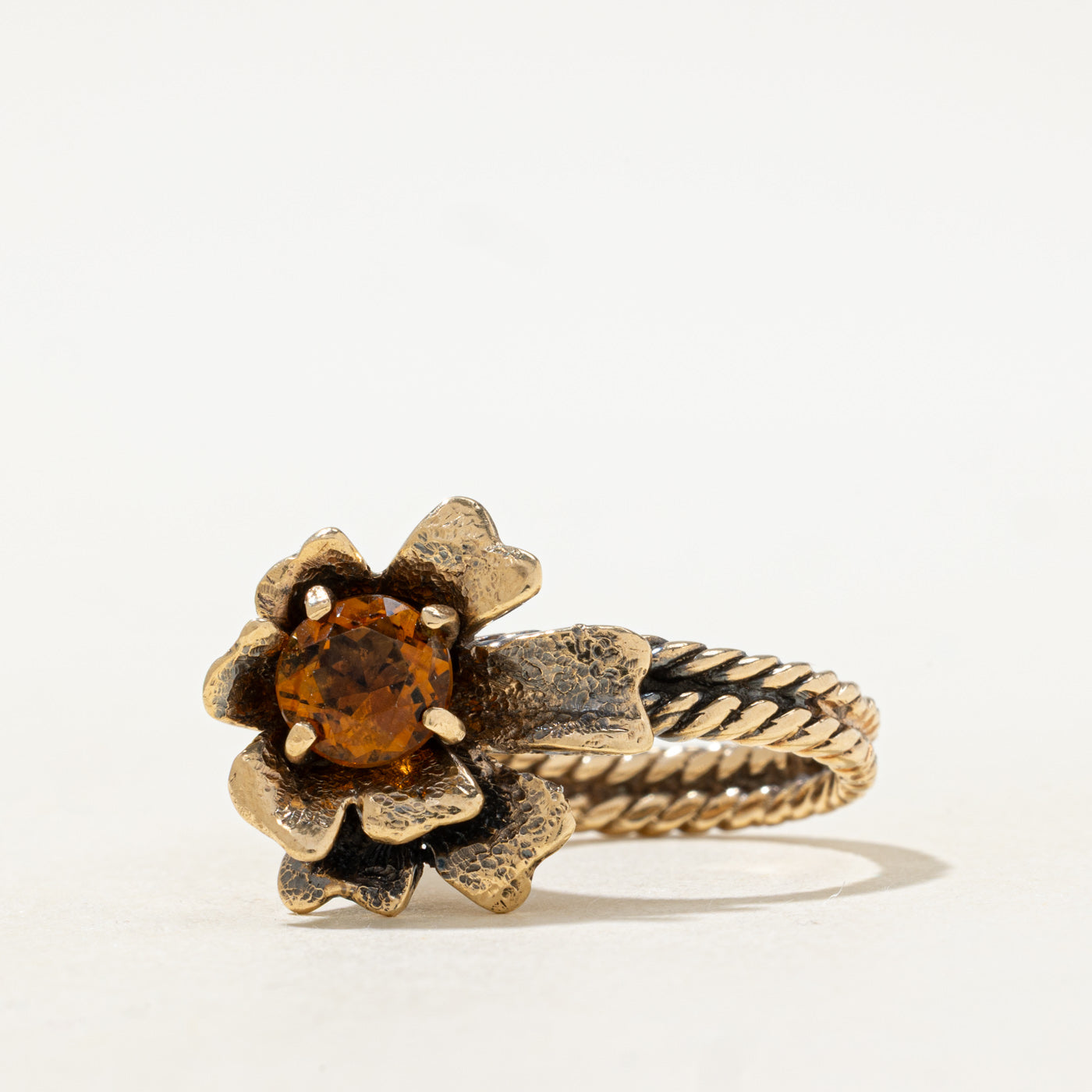 Citrine Textured Flower Ring | 1.00ct | SZ 6.0