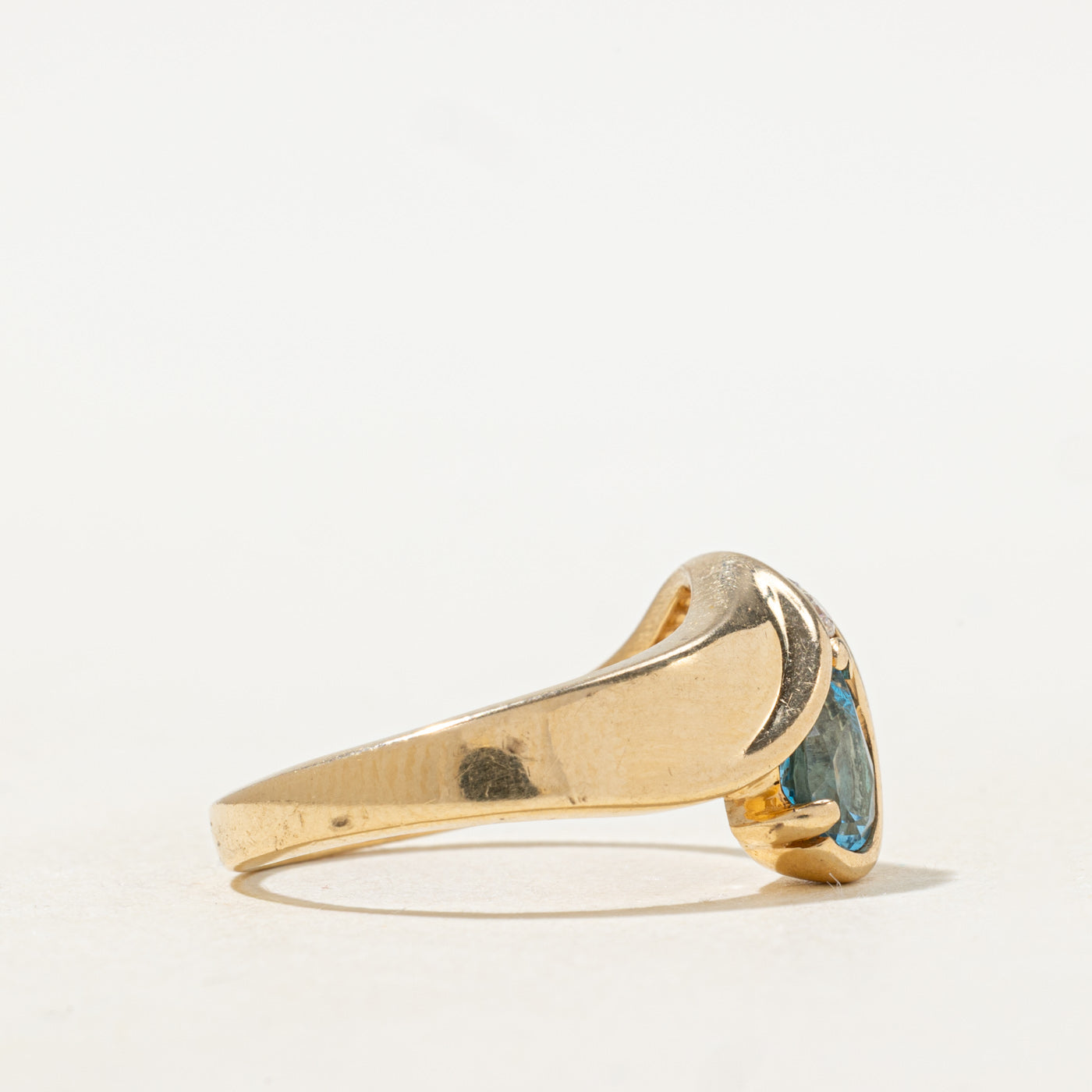 Pear Cut Blue Topaz & Diamond Abstract Ring | 0.75ct, 0.03ctw | SZ 7.25