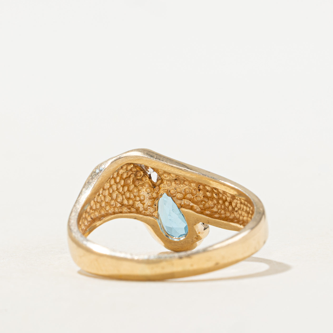 Pear Cut Blue Topaz & Diamond Abstract Ring | 0.75ct, 0.03ctw | SZ 7.25