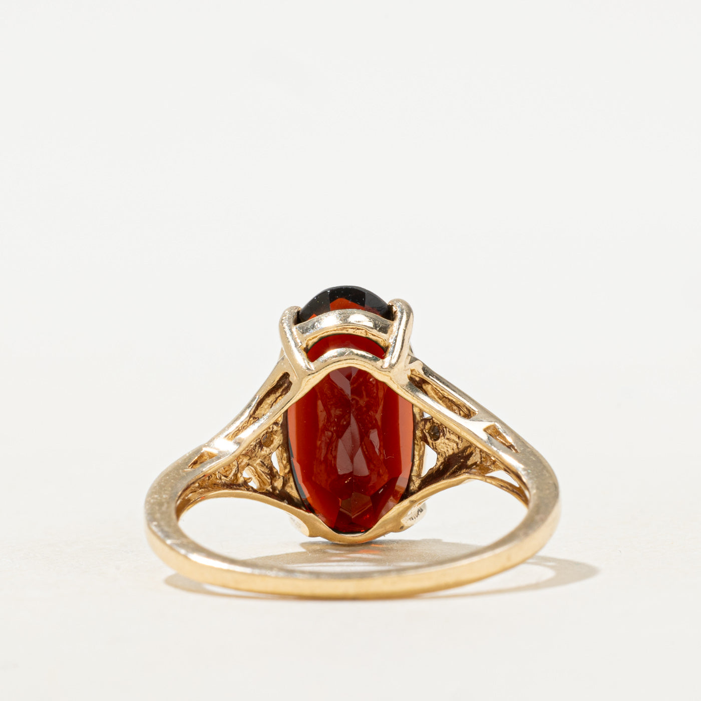 Garnet & Diamond Accented Scrollwork Ring | 4.80ct, 0.01ctw | SZ 8.0