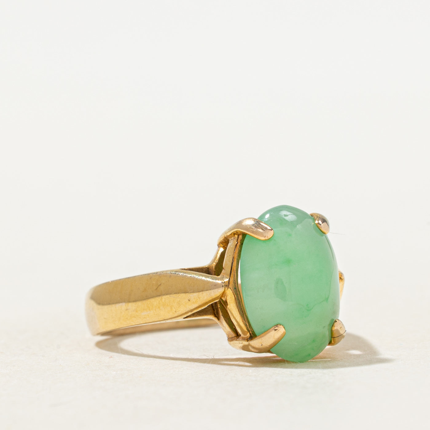 Solitaire Oval Cabochon Jadeite Ring | 2.70ct | SZ 5.5