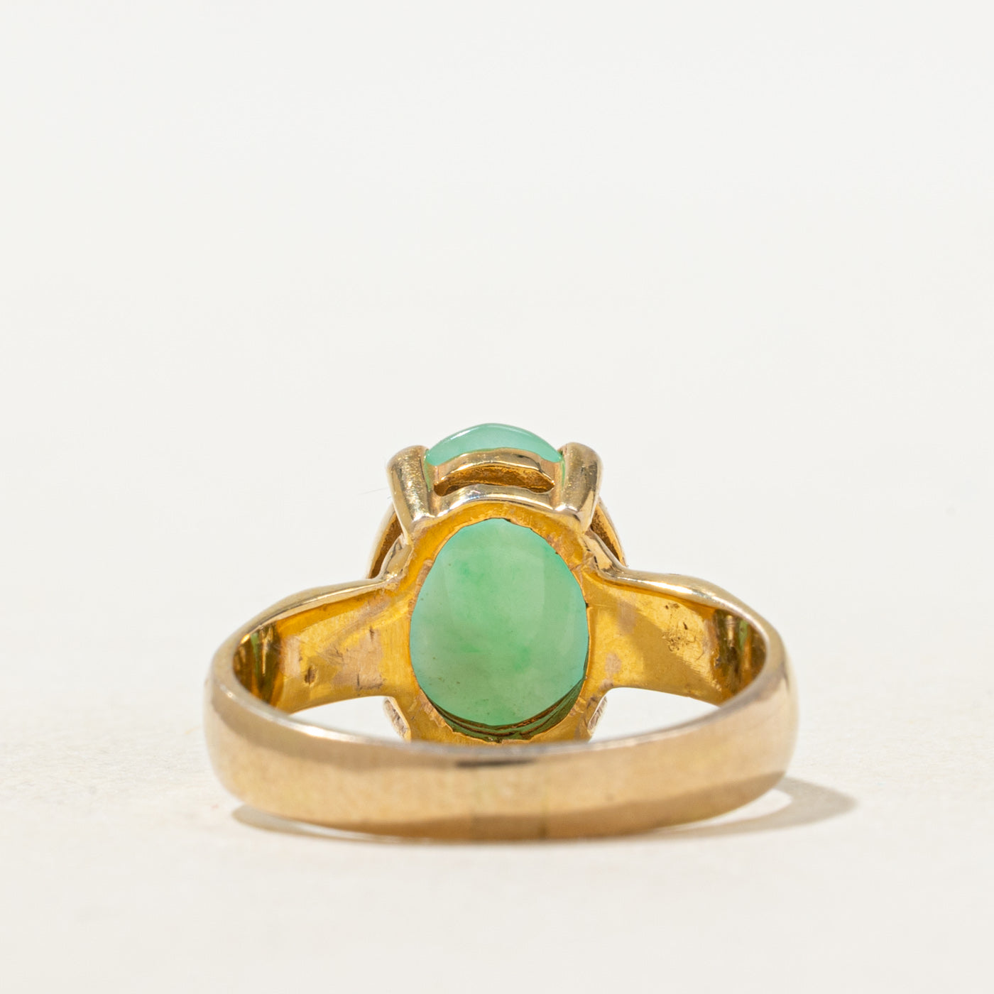 Solitaire Oval Cabochon Jadeite Ring | 2.70ct | SZ 5.5