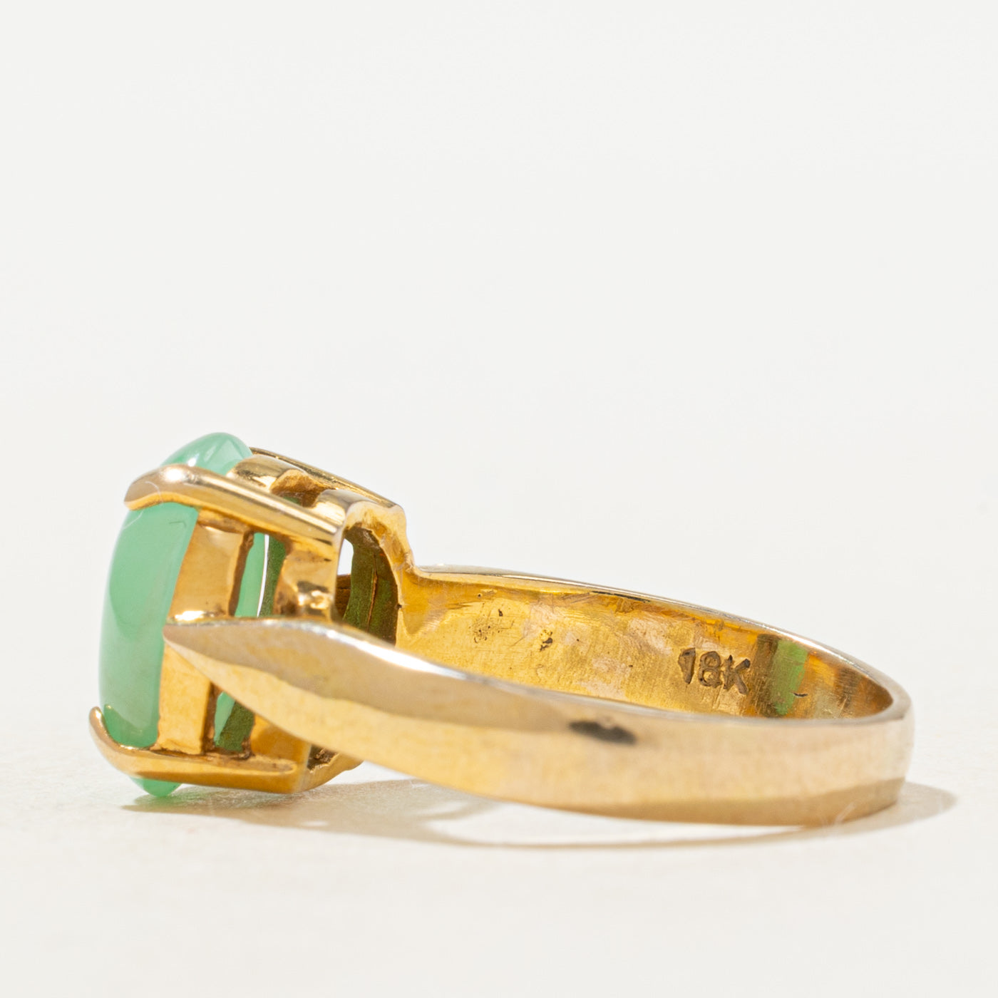 Solitaire Oval Cabochon Jadeite Ring | 2.70ct | SZ 5.5