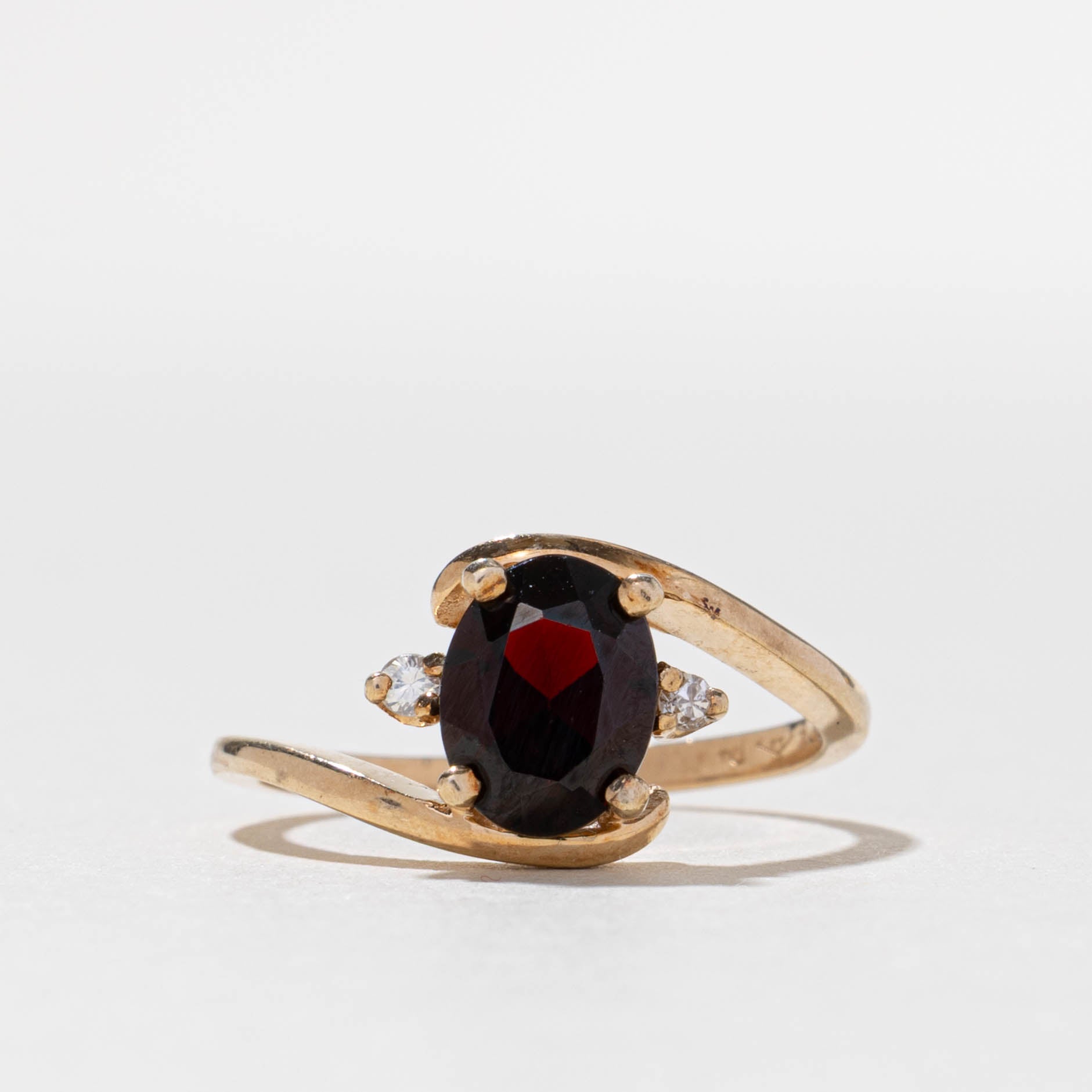 Garnet & Diamond Bypass Ring | 1.3ct, 0.02ctw | SZ 6.0