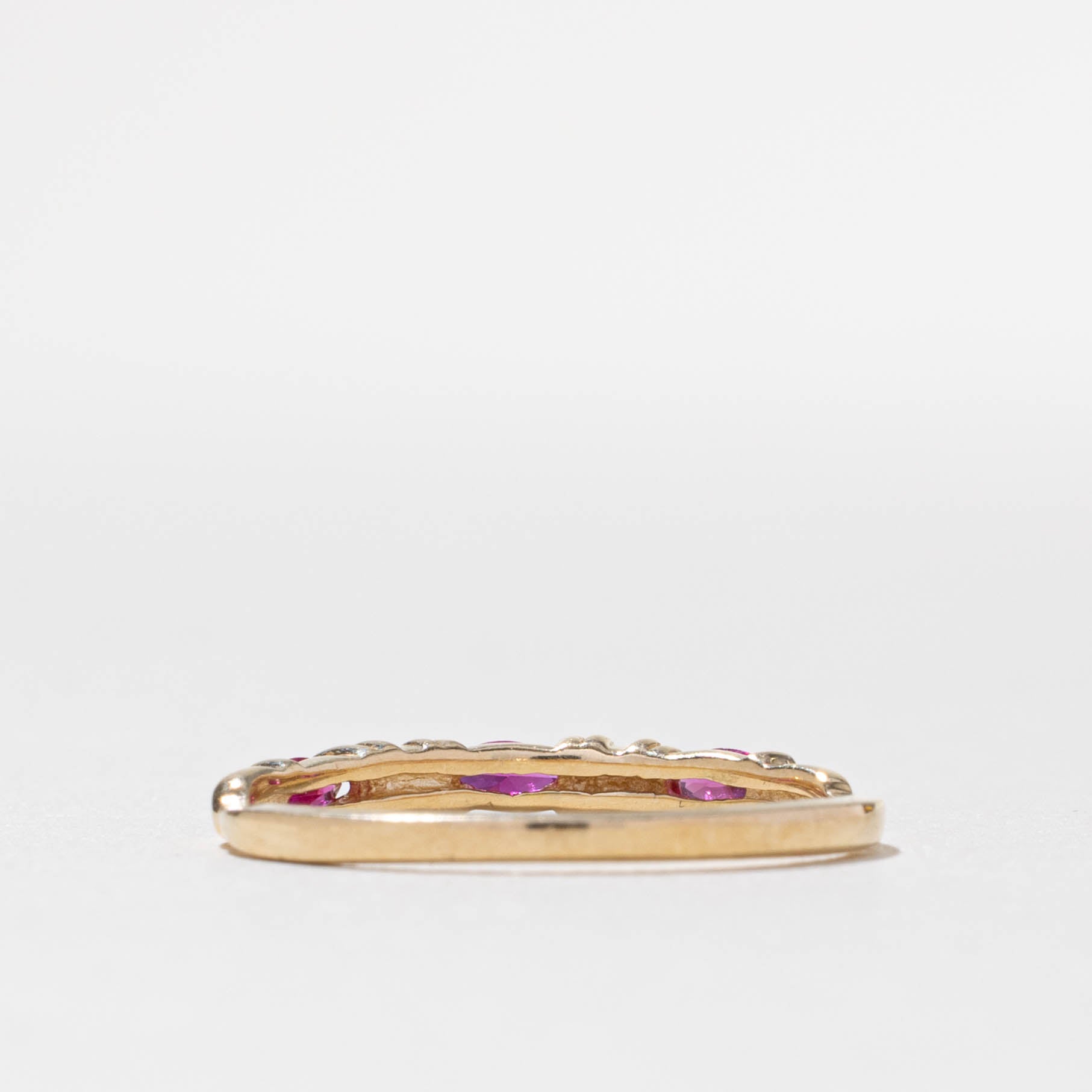 10k Semi Eternity Synthetic Ruby & Diamond Band | 0.12ctw, 0.02ctw | 2.65mm | SZ 6.75