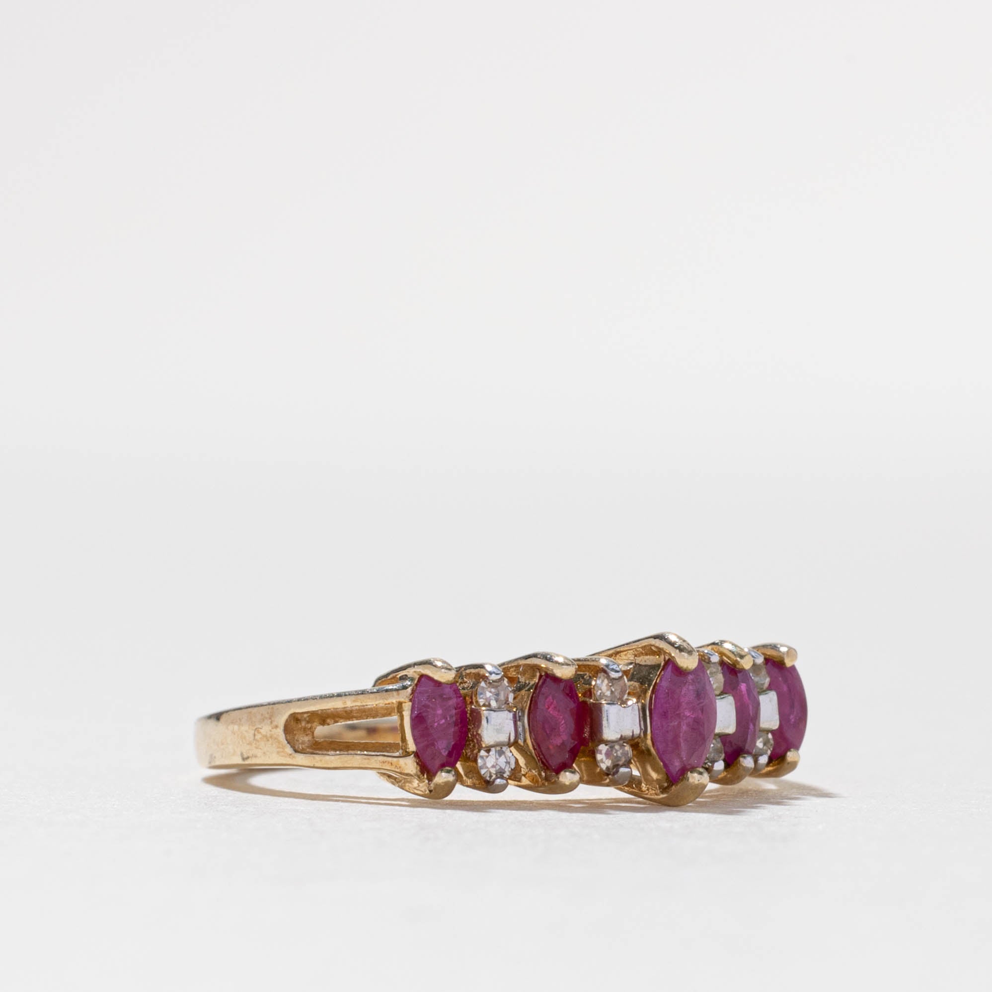 10k Semi Eternity Ruby & Diamond Ring | 0.50ctw, 0.08ctw | SZ 7