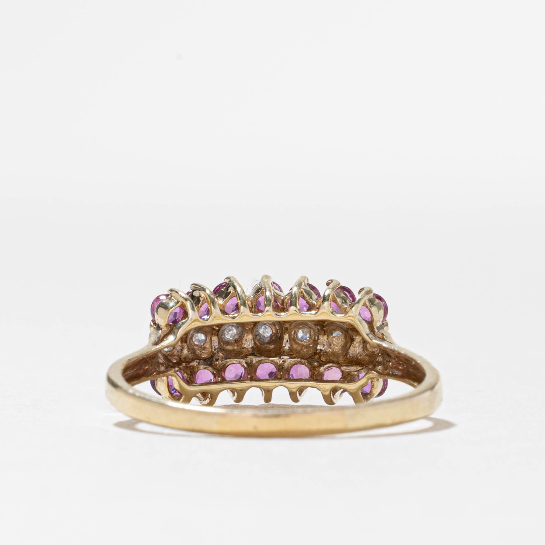 10k Ruby & Diamond Multi Row Ring | 0.70ctw, 0.04ctw | SZ 9.5