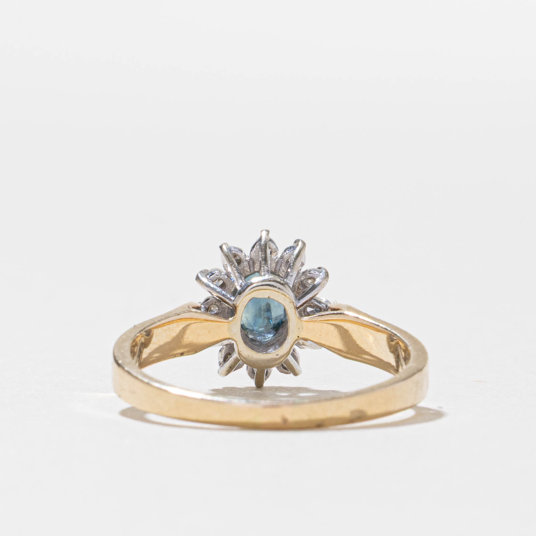 10k Oval Cut Sapphire & Diamond Petal Halo Ring | 0.31ct, 0.06ctw | SZ 7