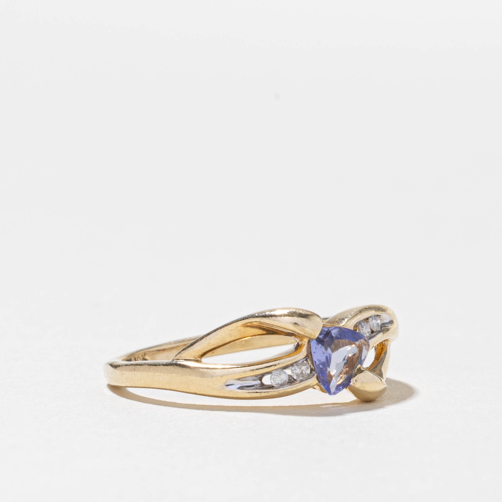 10k Tanzanite & Diamond Crossover Ring | 0.50ct, 0.03ctw | SZ 7.25