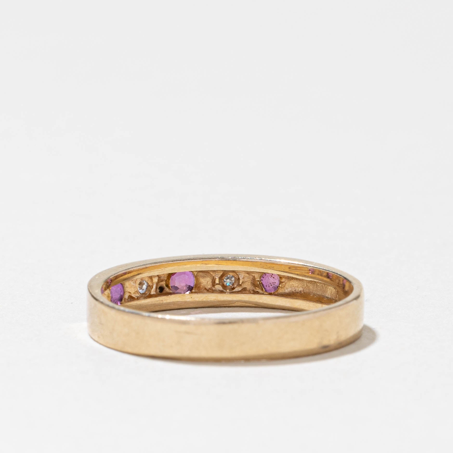 10k Five Stone Ruby & Diamond Band | 3.95mm | SZ 7.75