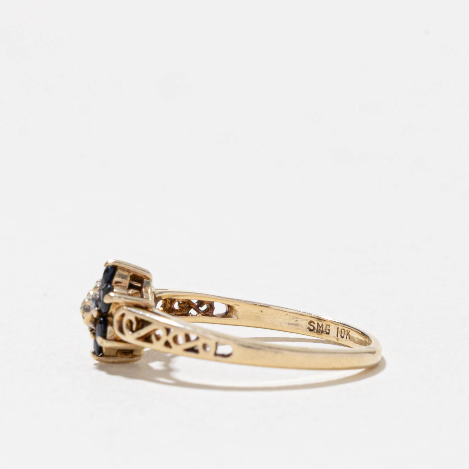 10k Sapphire & Diamond Petal Cluster Ring | SZ 6.5