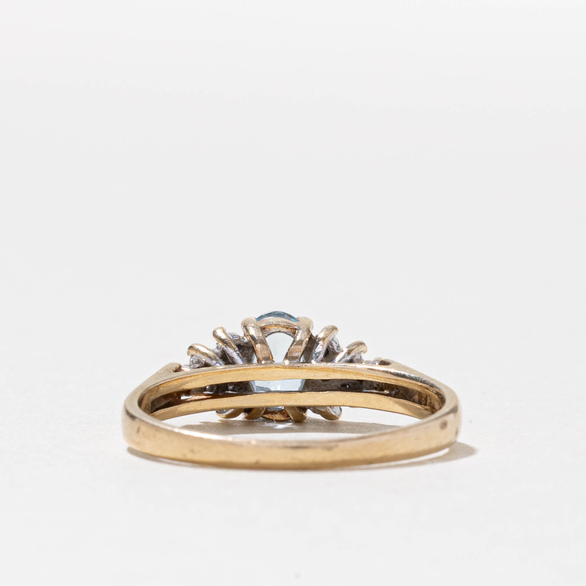 10k Oval Cut Topaz & Diamond Accented Ring | SZ 7