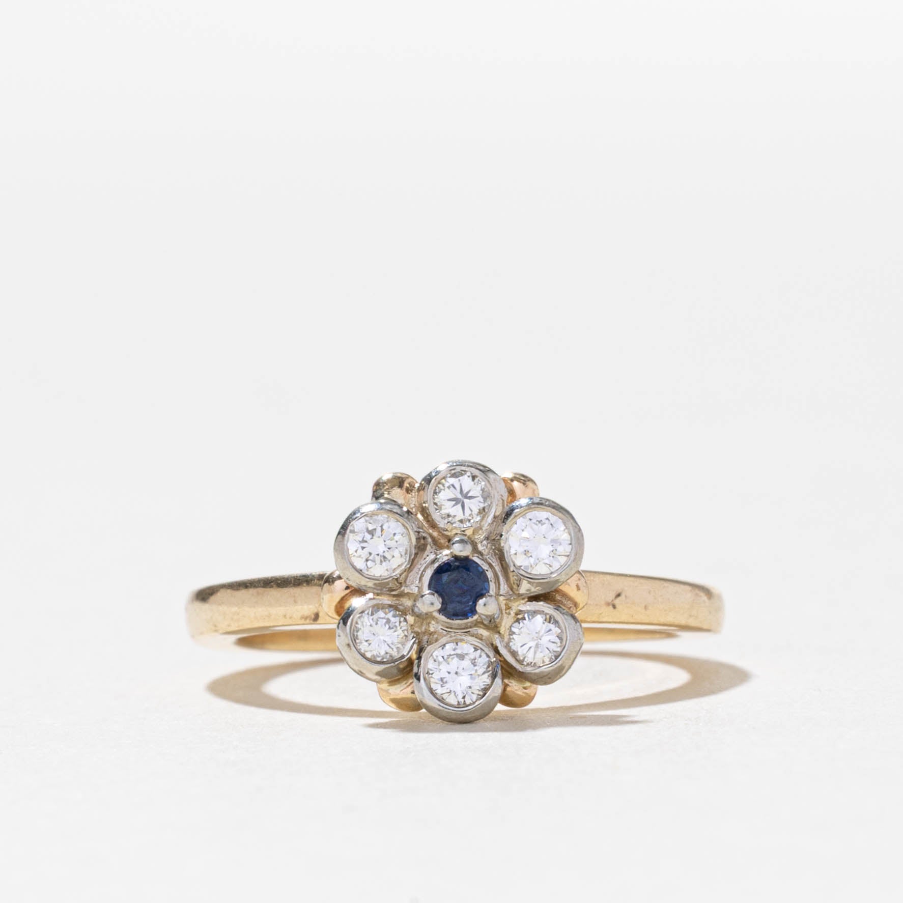 14k Sapphire & Diamond Daisy Ring | SZ 4.25