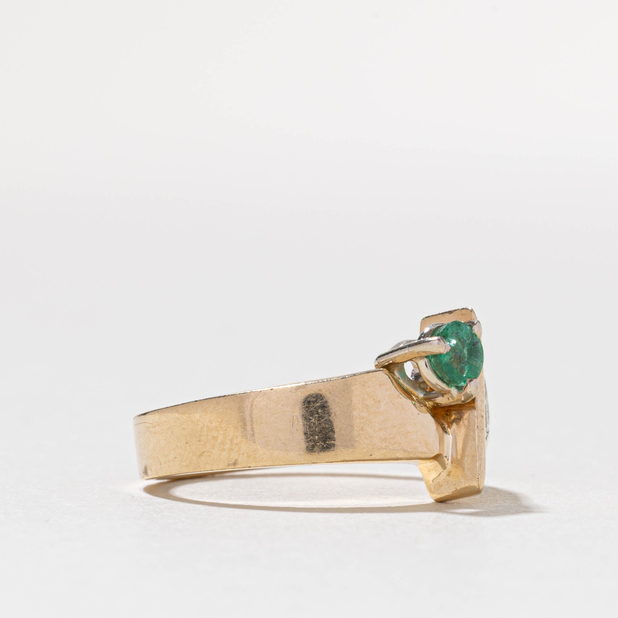 14k Emerald & Diamond Geometric Ring | SZ 6.25