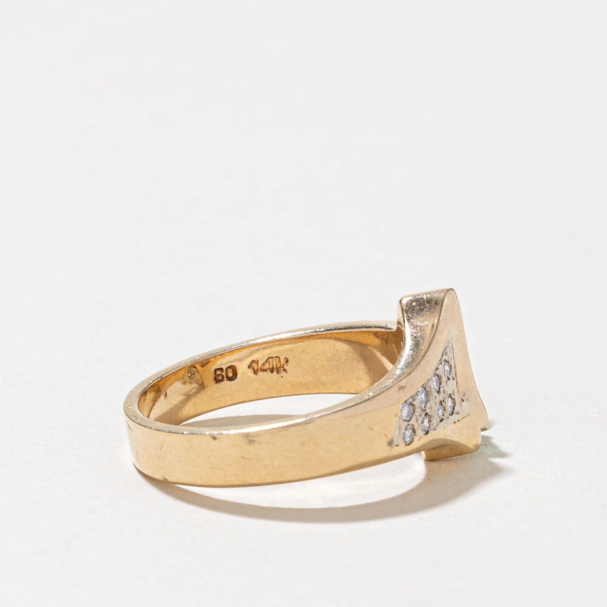14k Emerald & Diamond Geometric Ring | SZ 6.25