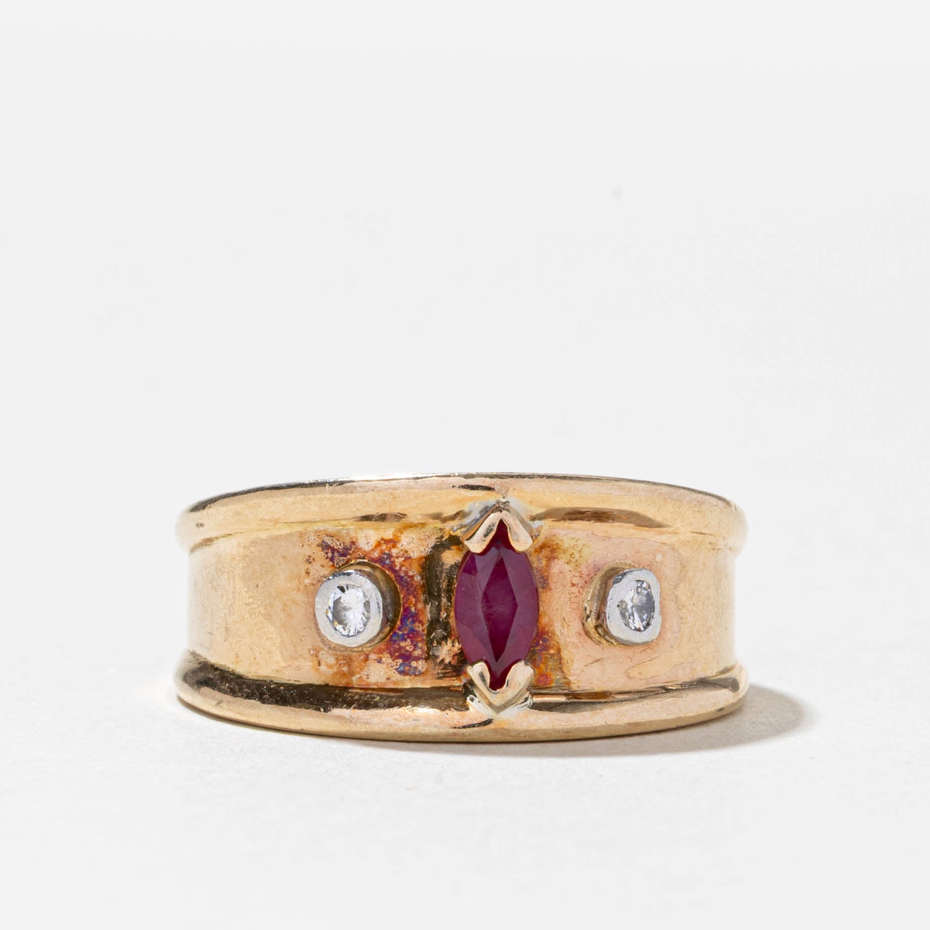14k Ruby & Diamond Chunky Band | SZ 8.75