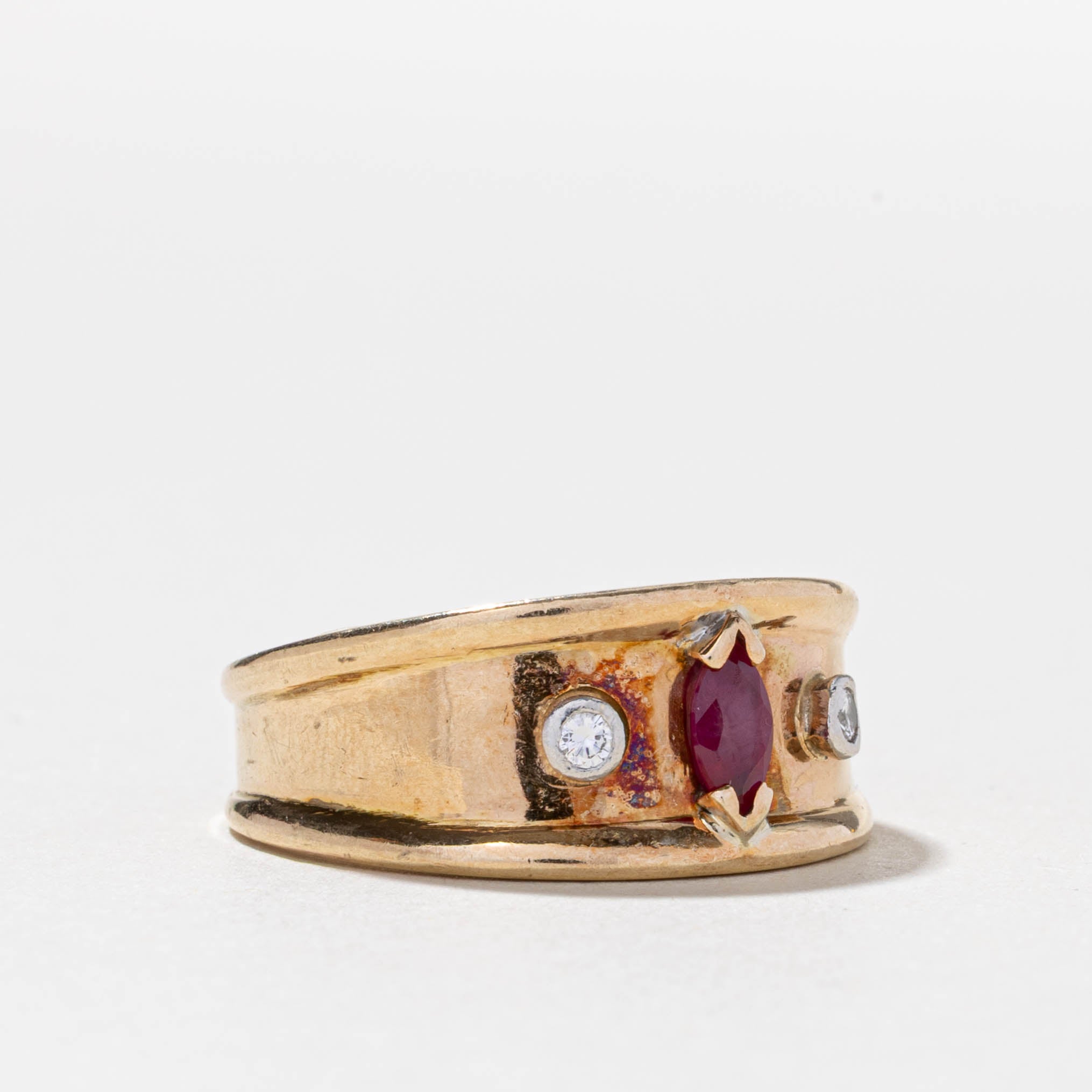 14k Ruby & Diamond Chunky Band | SZ 8.75