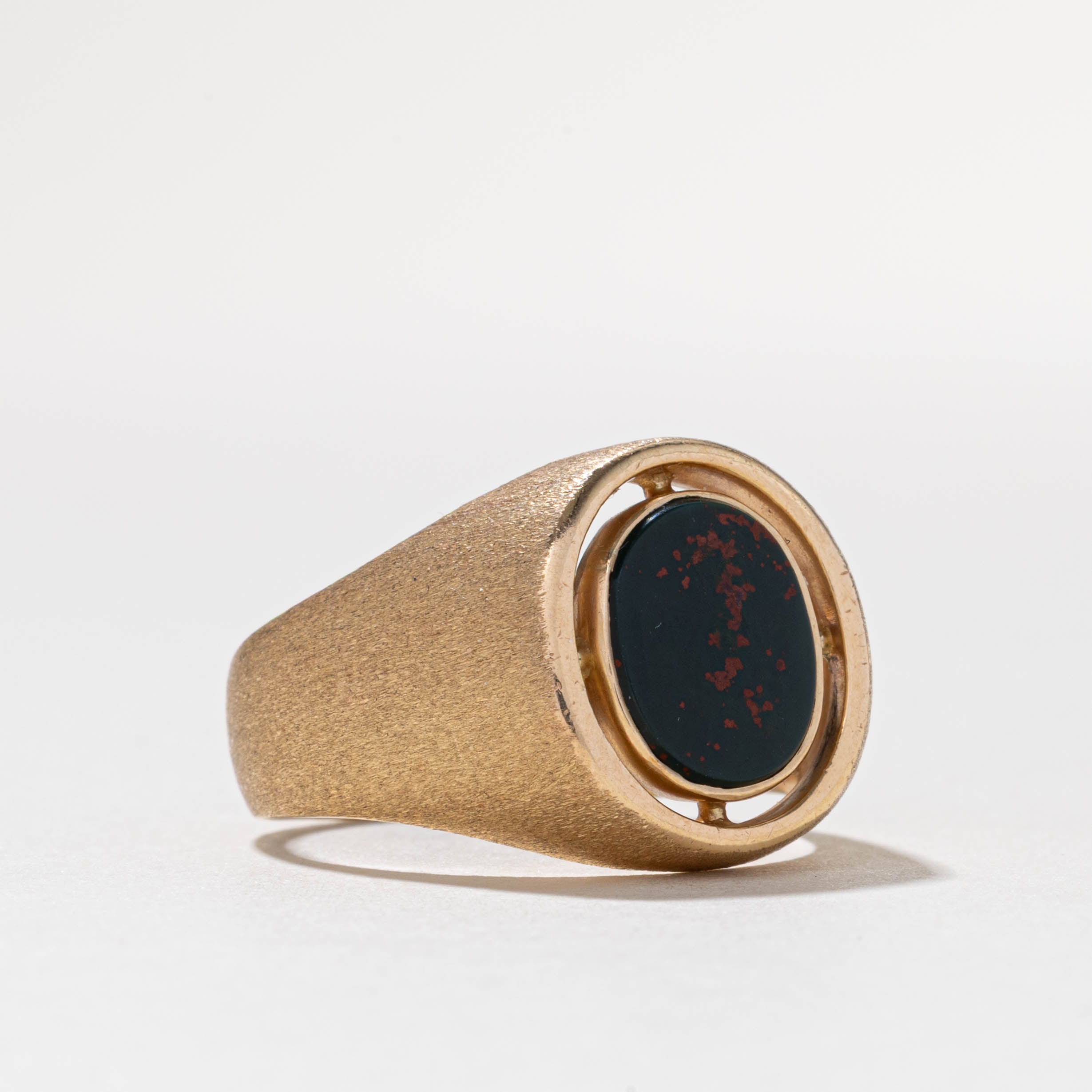 14k Bezel Set Bloodstone Signet Ring | 2.50ct | SZ 12