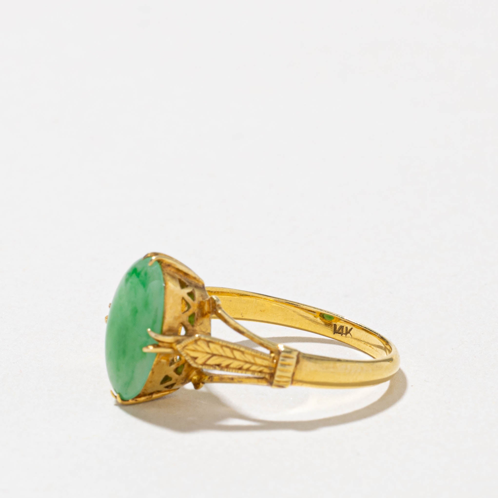 14k Jadeite Prong Set Ring | 1.40ct | SZ 6