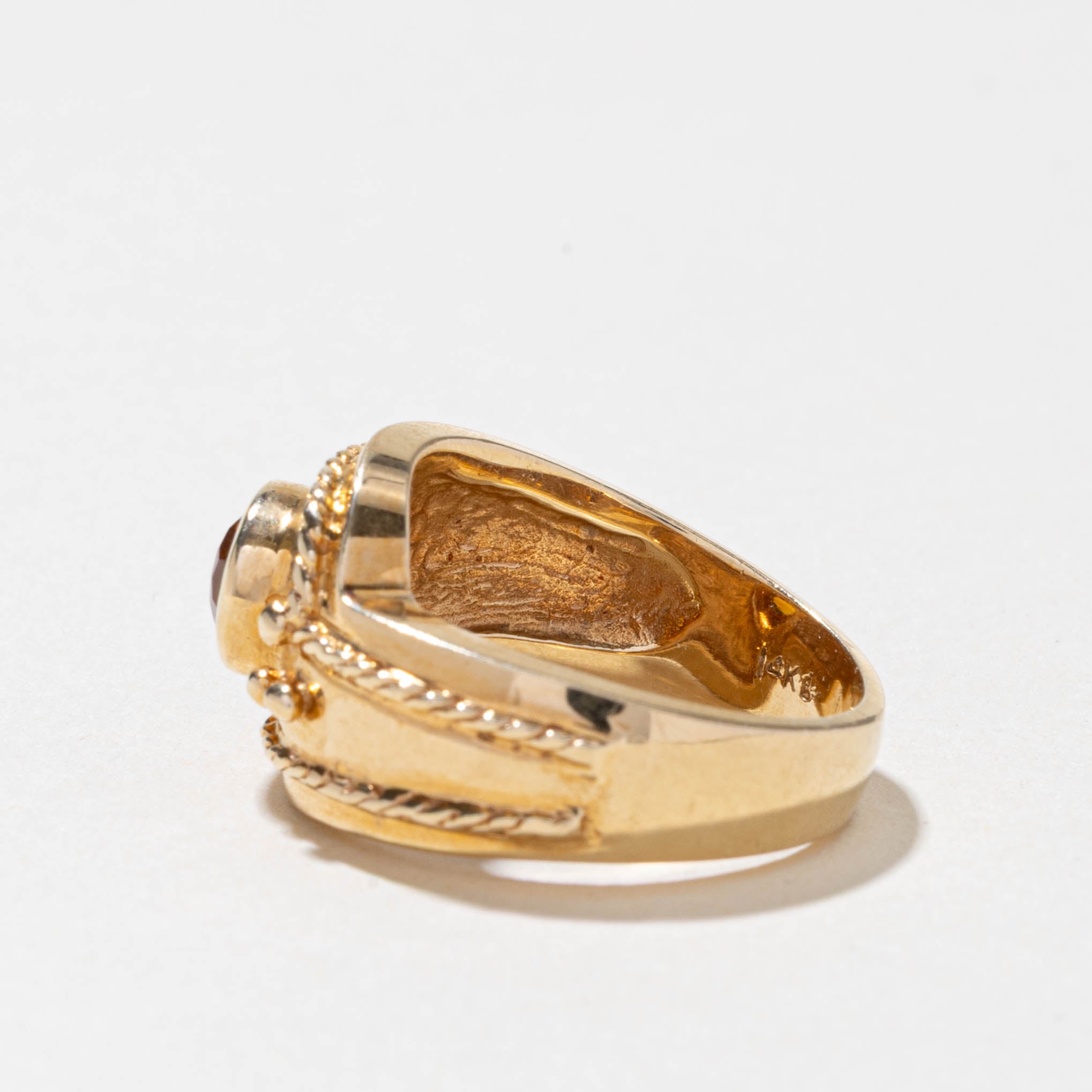 14k Bezel Set Citrine Textured Ring | 0.52ct | SZ 5.75