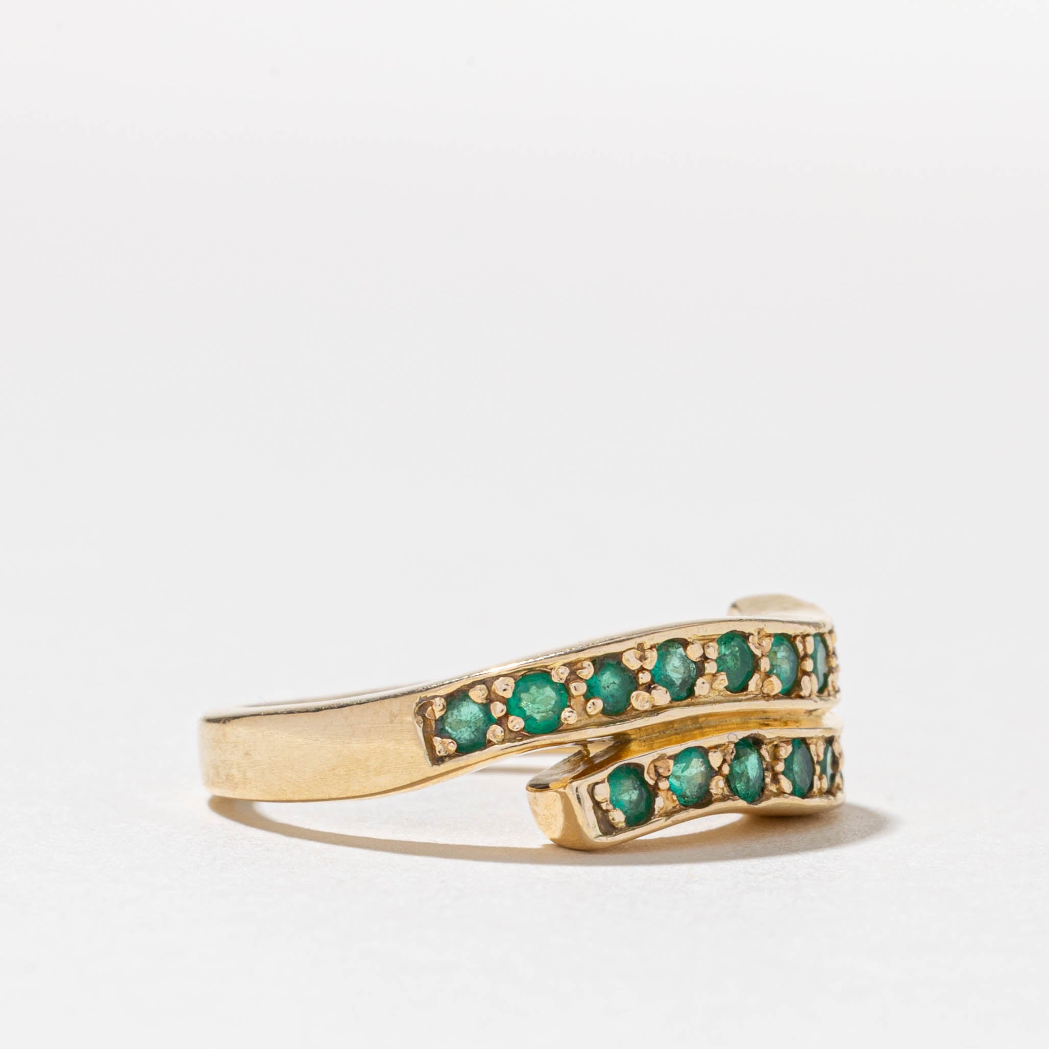 Emerald Double Row Wave Band | 0.32ctw | SZ 7.25