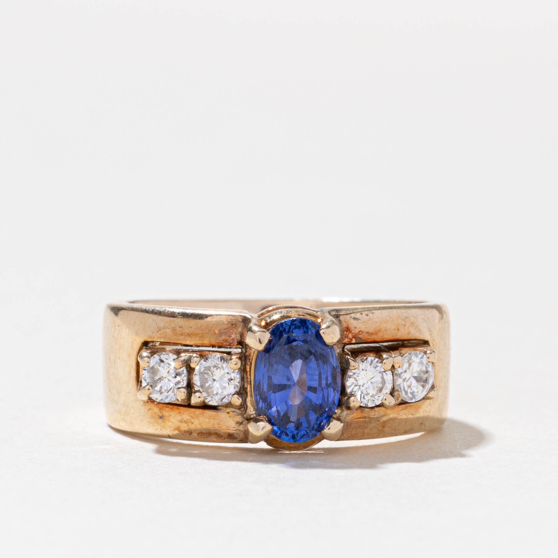 Oval Cut Tanzanite & Diamond Accented Ring | 0.75ct, 0.28ctw | SZ 6