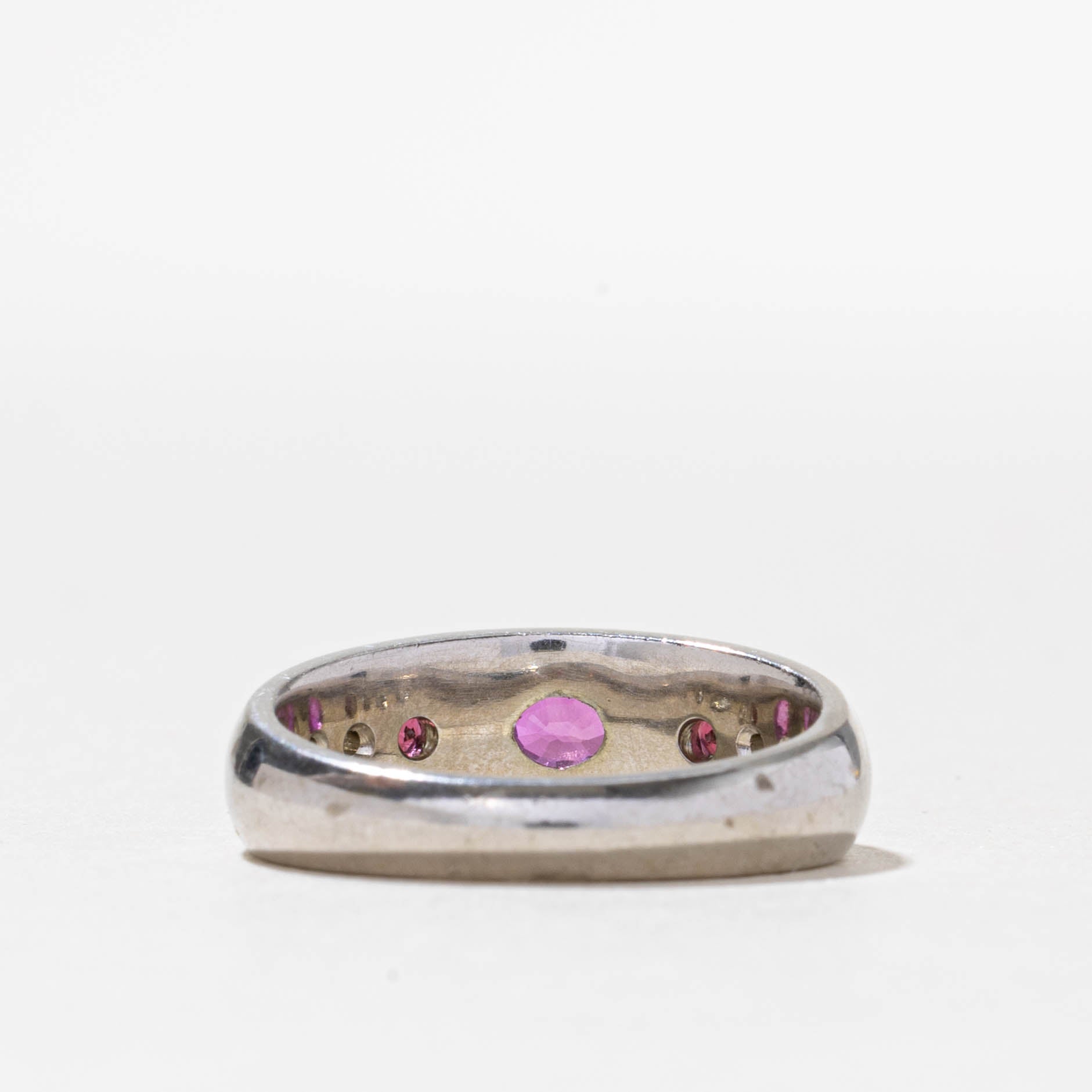 Flush Set Pink Tourmaline, Pink Sapphire & Diamond Dome Ring | 0.65ctw, 0.10ctw | SZ 6.75
