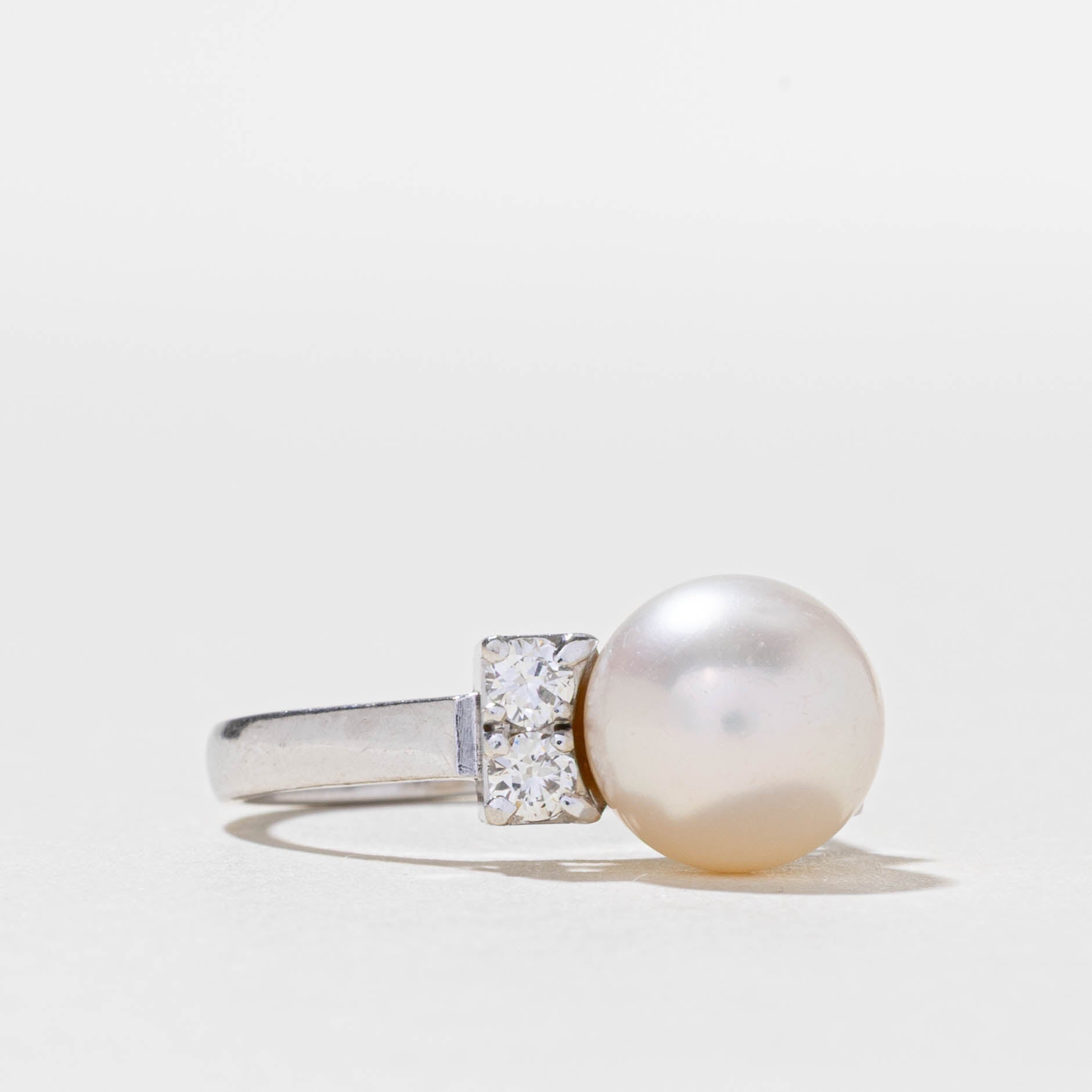 Pearl & Diamond Accented Ring | 0.36ctw | SZ 6.5
