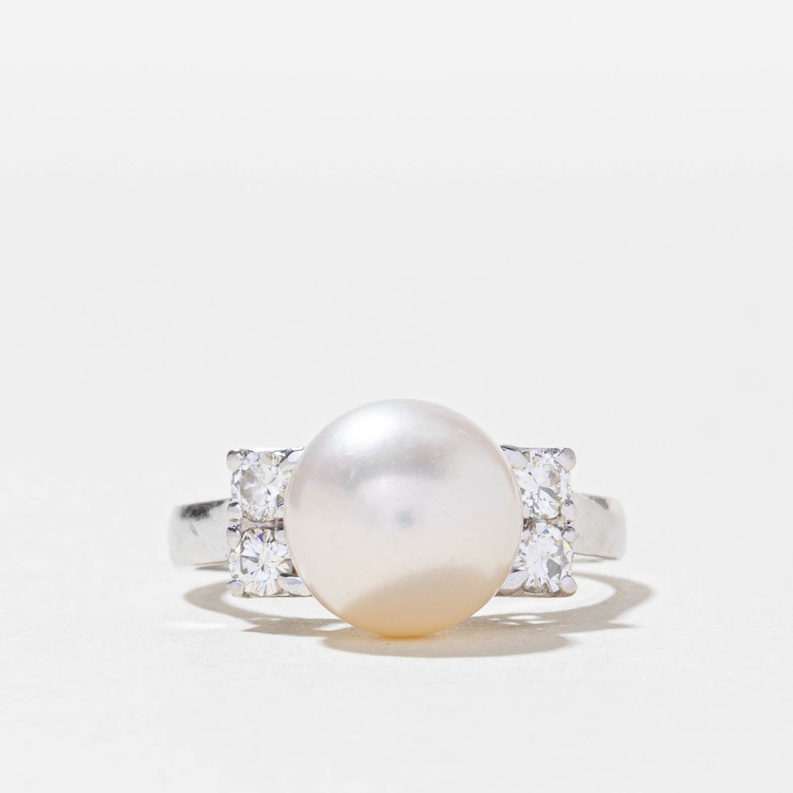 Pearl & Diamond Accented Ring | 0.36ctw | SZ 6.5