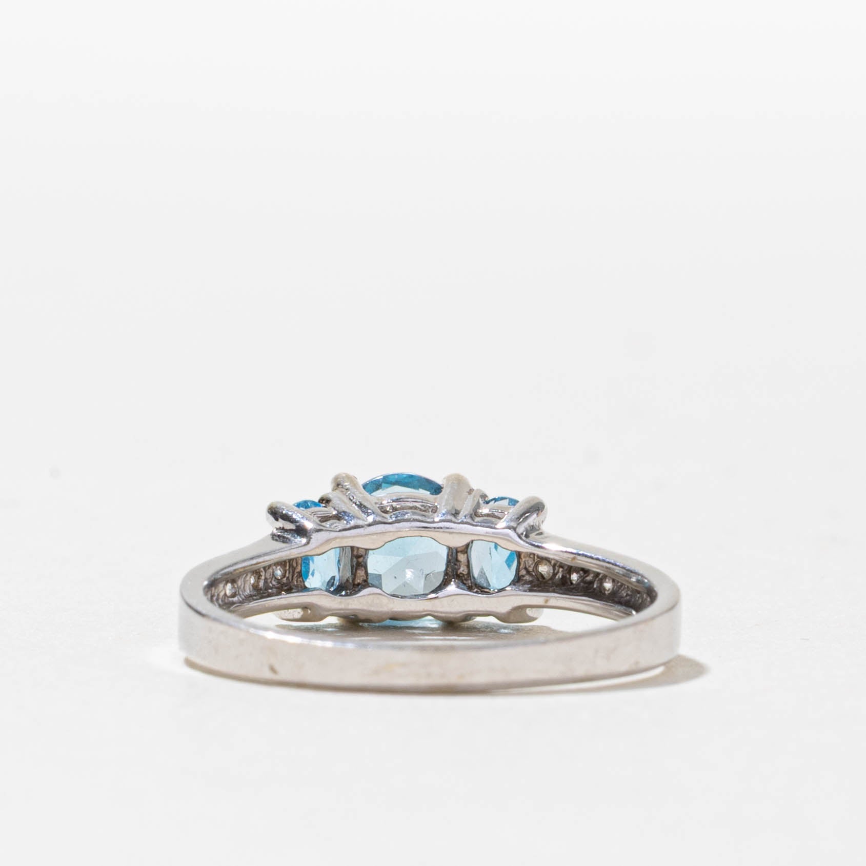 14k Three Stone Topaz & Diamond Accented Ring | 1.30ctw, 0.03ctw | SZ 7.75
