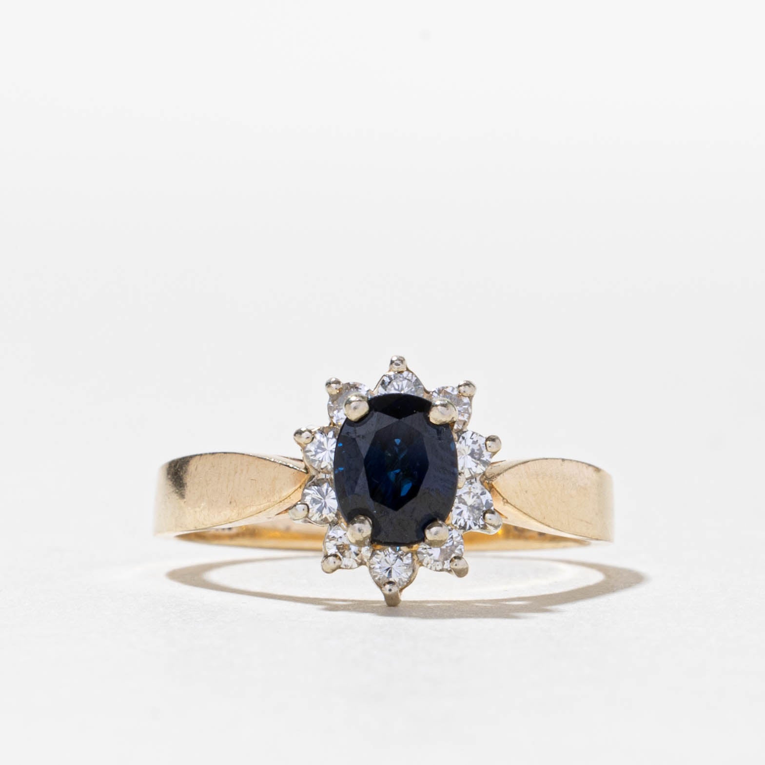 14k Sapphire & Diamond Petal Halo Ring | 0.70ct, 0.20ctw | SZ 7.75