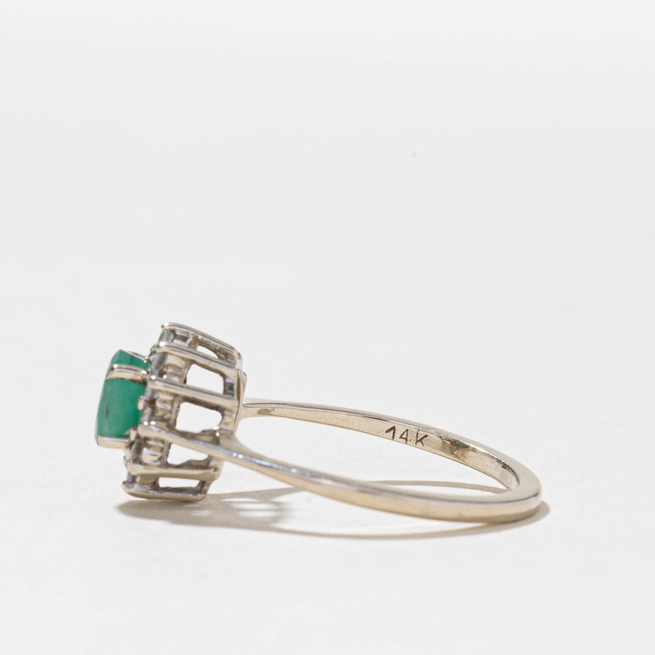 14k Emerald & Diamond Petal Halo Ring | 0.50ct, 0.24ctw | SZ 6.75