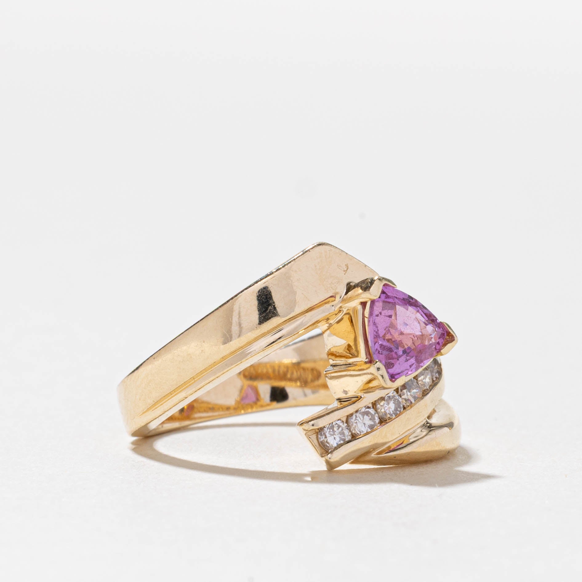 14k Pink Sapphire & Diamond Bypass Ring | 0.60ct, 0.20ctw | SZ 7