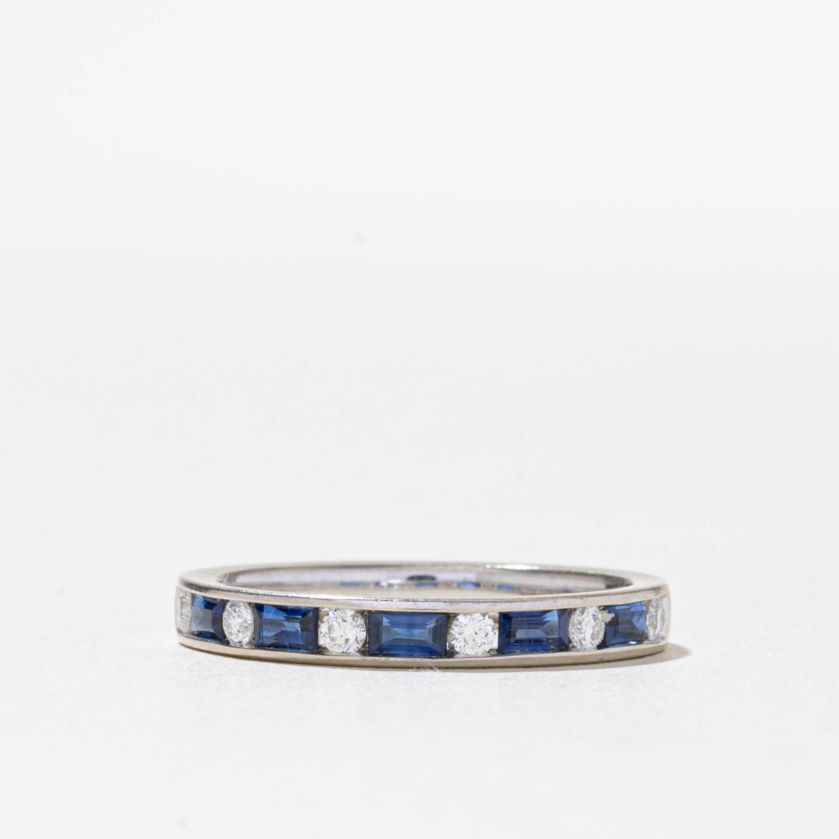 14k Channel Set Sapphire & Diamond Band | 0.40ctw, 0.15ctw | SZ 7