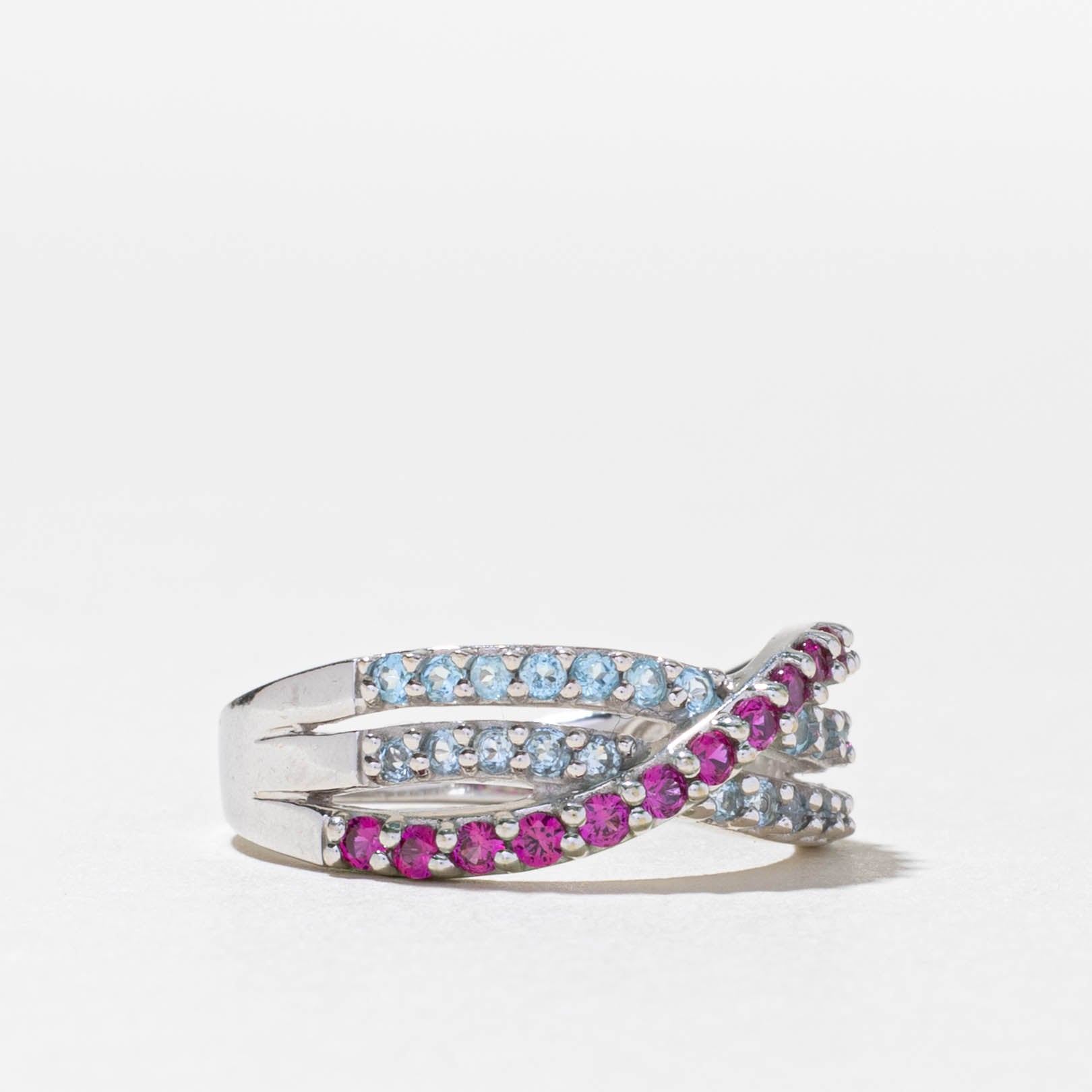 14k Multi Gemstone Crossover Ring | 0.45ctw | SZ 7.25