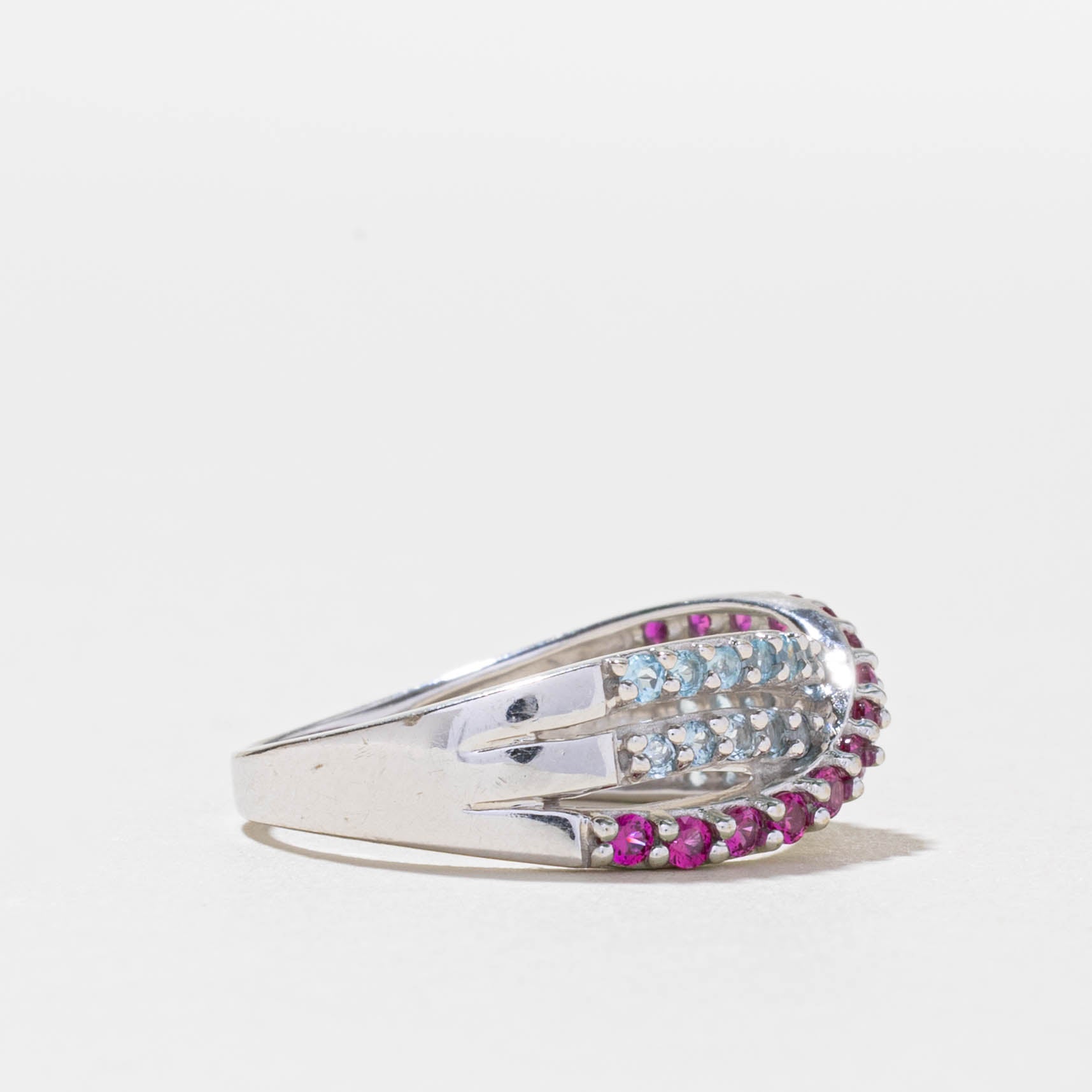 14k Multi Gemstone Crossover Ring | 0.45ctw | SZ 7.25