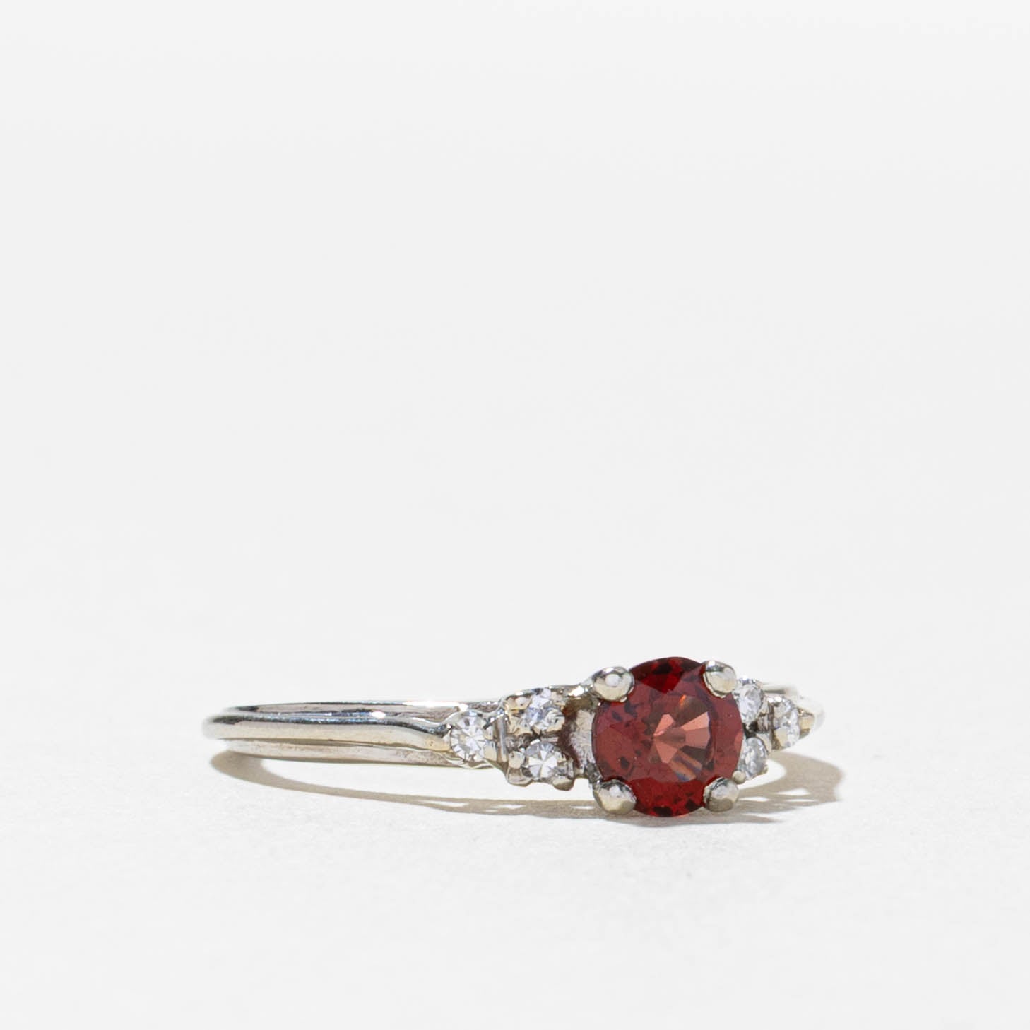18k Garnet & Diamond Accented Ring | 0.42ct, 0.06ctw | SZ 5.75