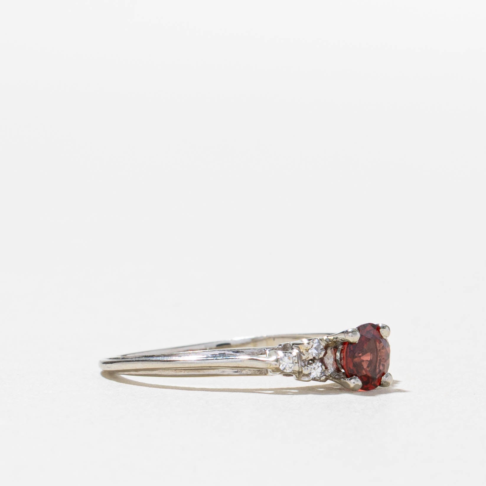 18k Garnet & Diamond Accented Ring | 0.42ct, 0.06ctw | SZ 5.75