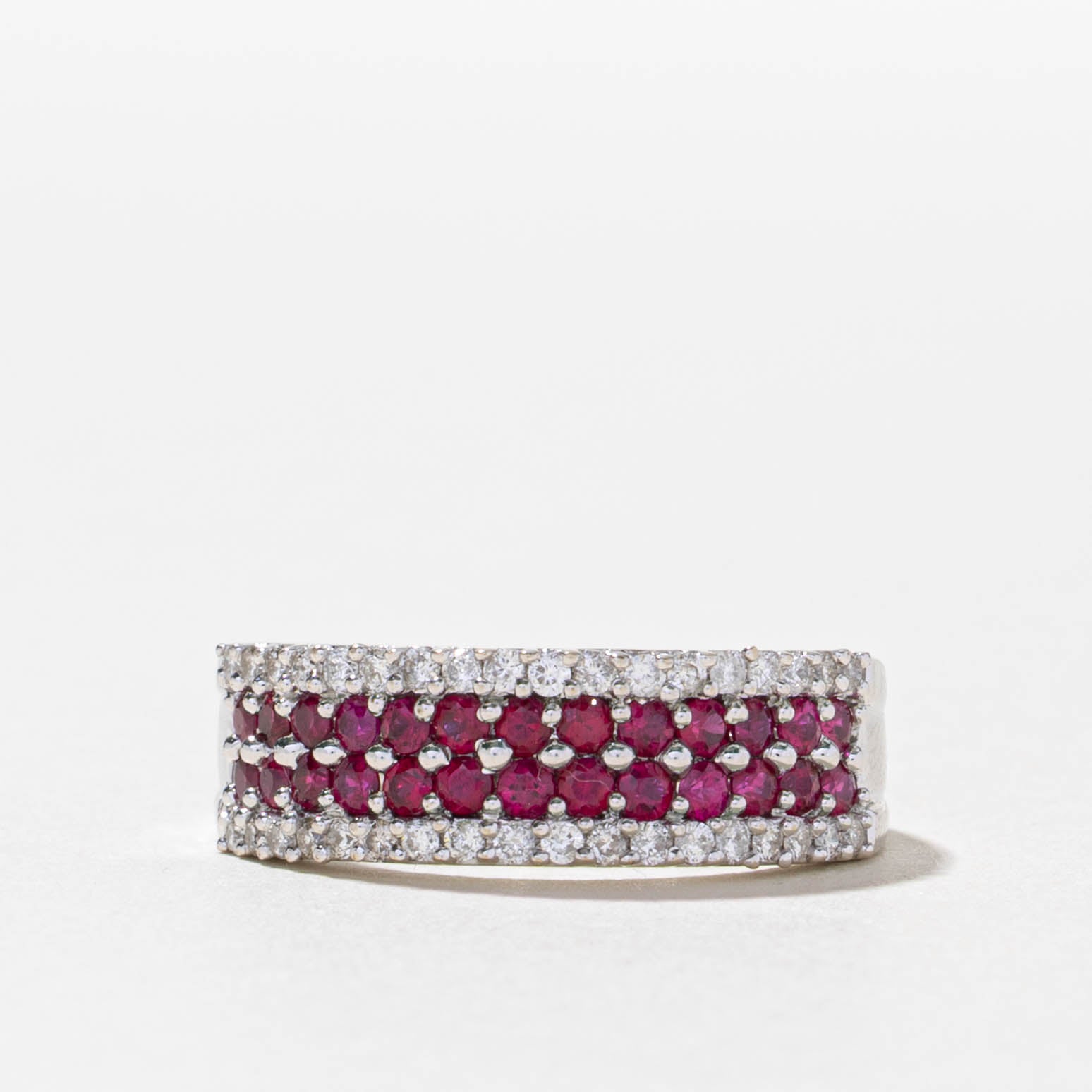 18k Ruby & Diamond Multi Row Band | 0.76ct, 0.32ctw | SZ 6.75