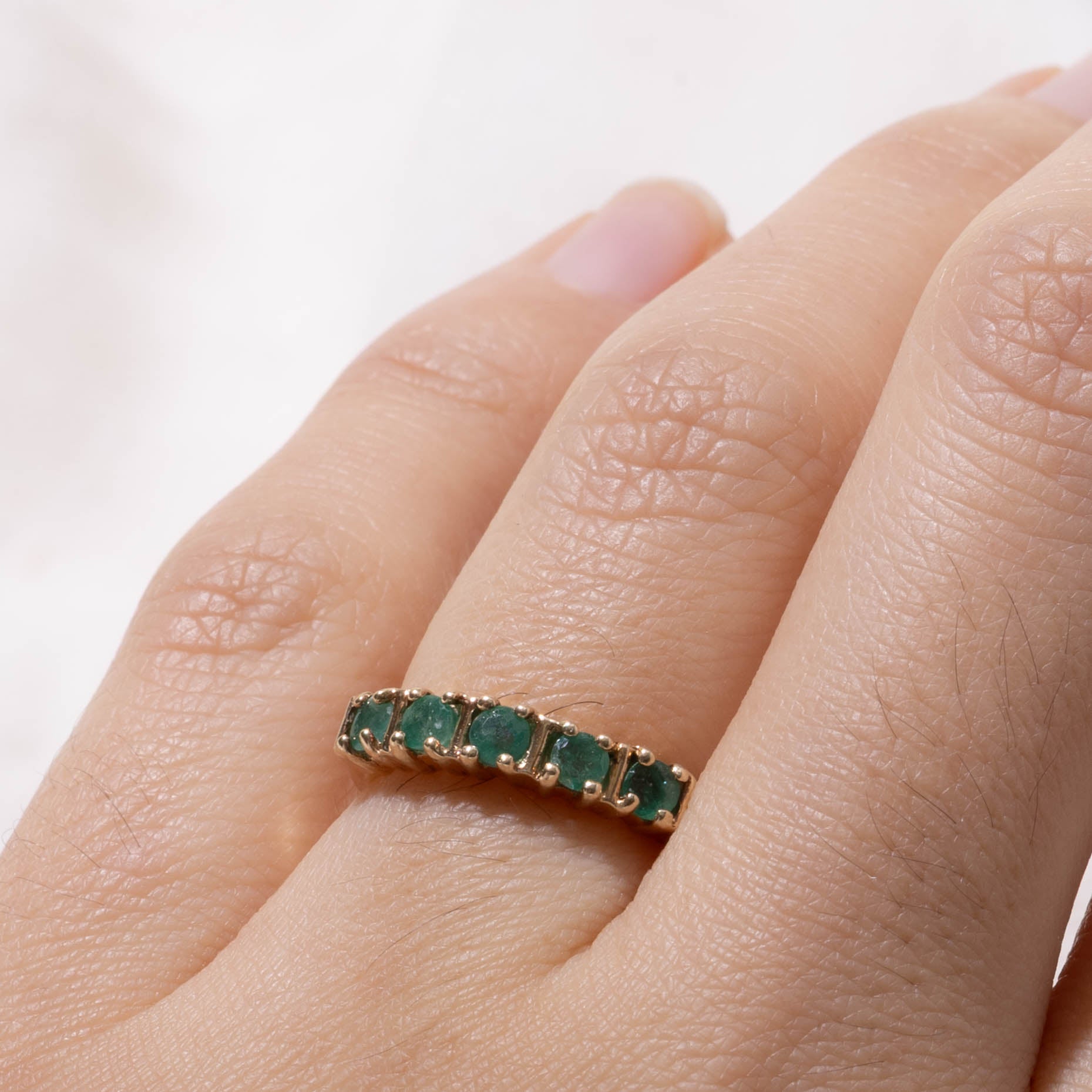 10k Five Stone Emerald Band | 0.30ctw | SZ 5
