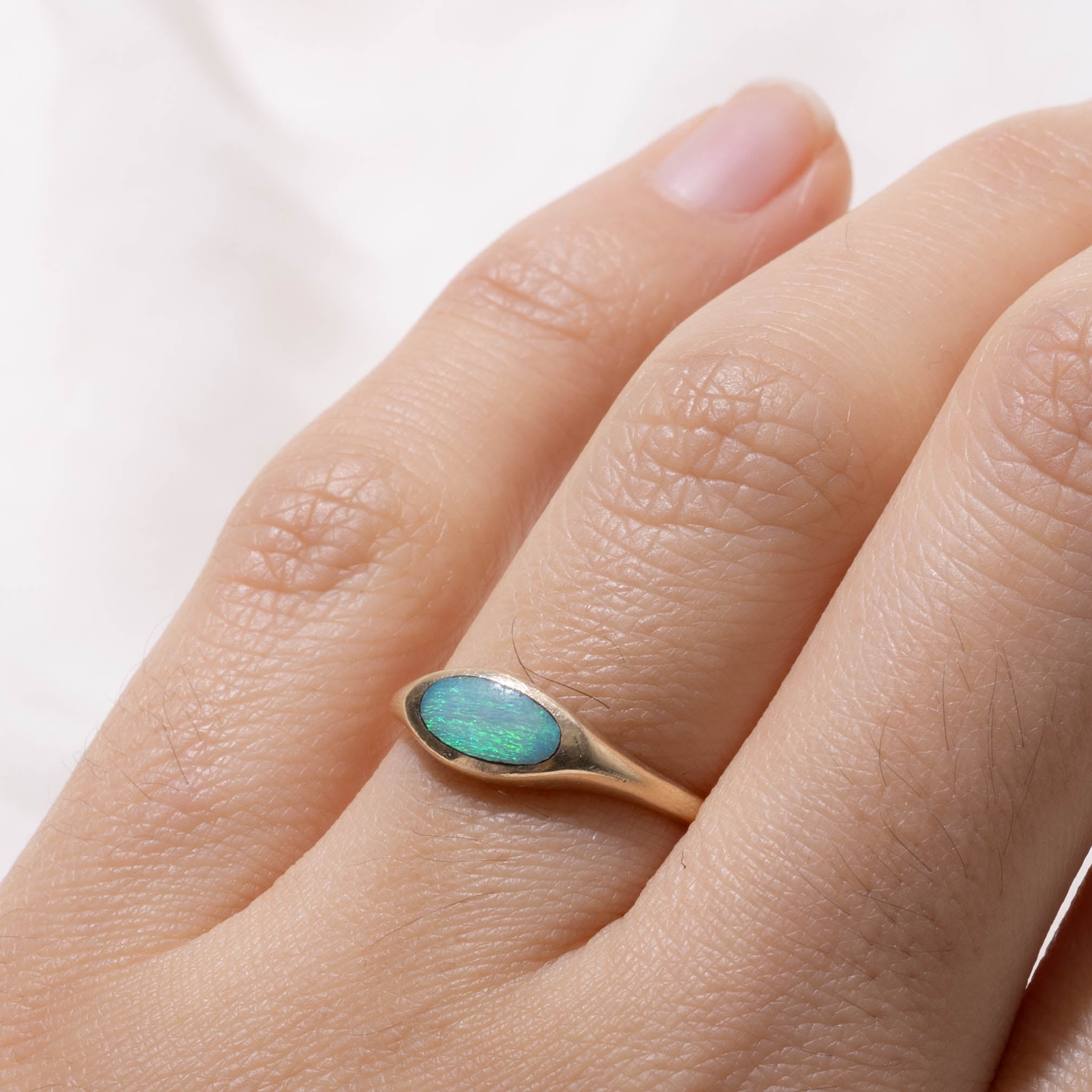 14k Bezel Set East West Opal Ring | SZ 6.75