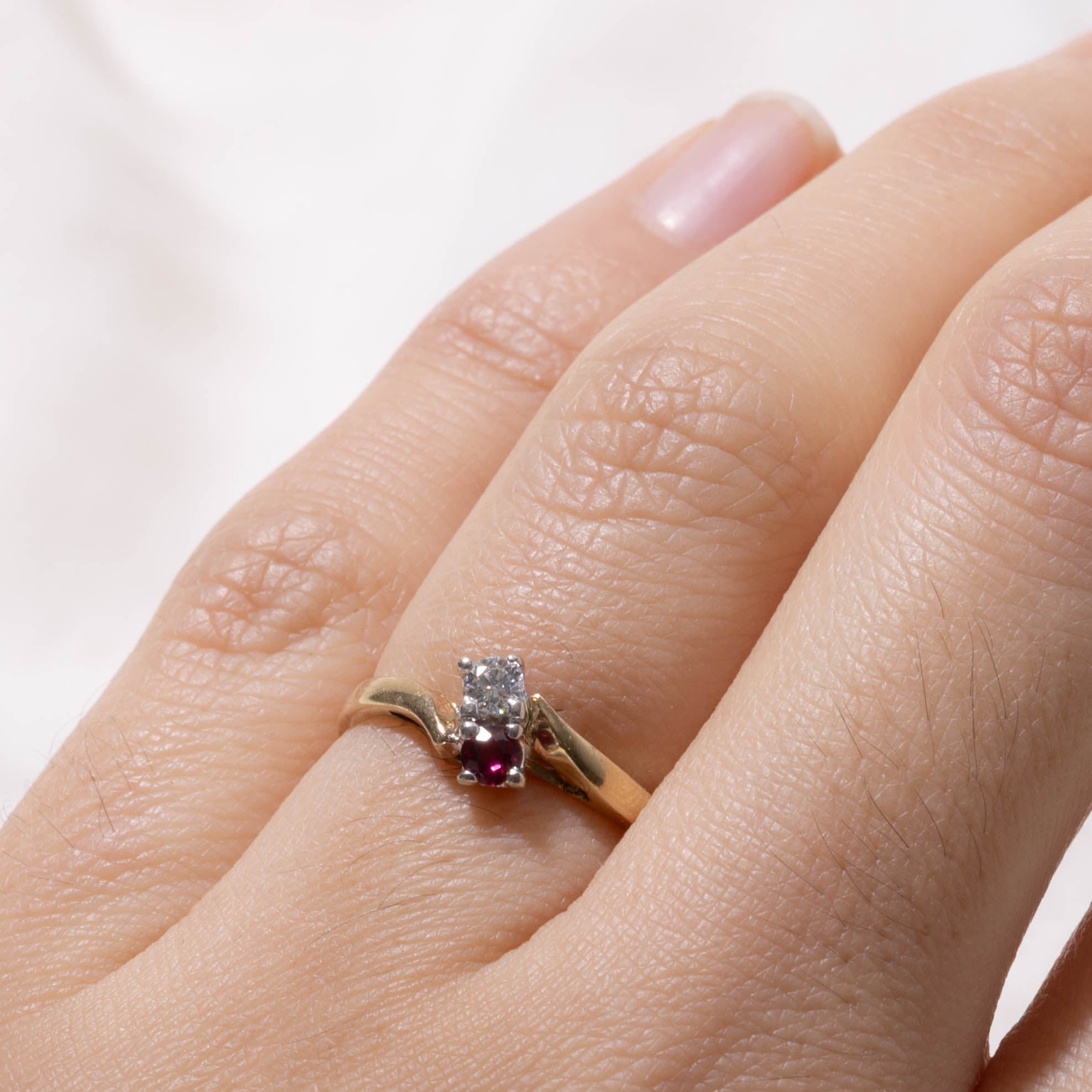 14k Toi et Moi Ruby & Diamond Ring | SZ 5.25