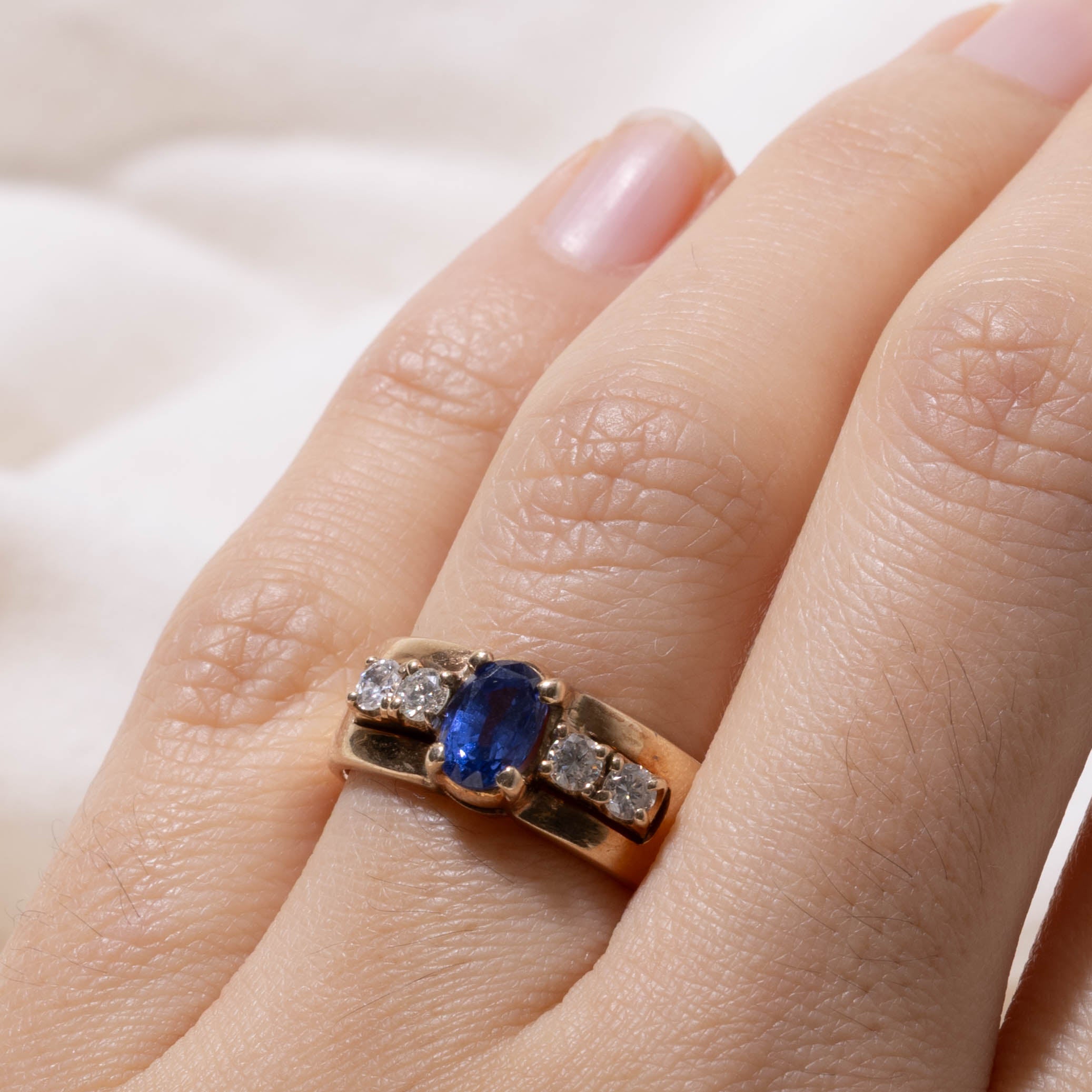 Oval Cut Tanzanite & Diamond Accented Ring | 0.75ct, 0.28ctw | SZ 6